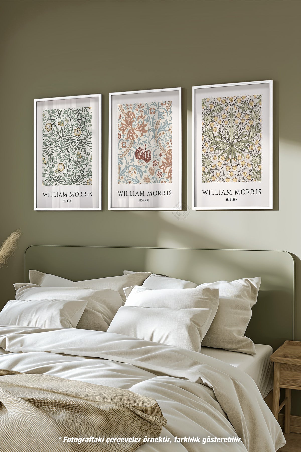 William Morris 3'lü Beyaz Çerçeveli Poster, Tablo Seti No:31