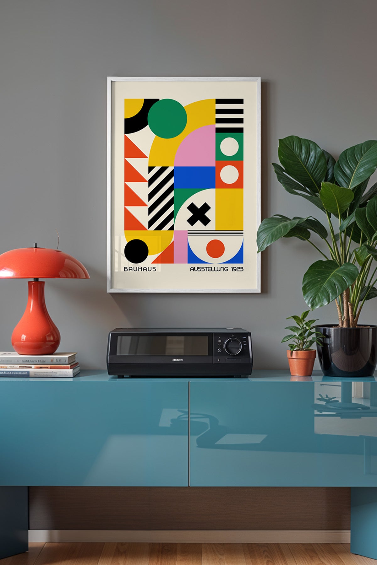 Bauhaus Serisi Beyaz Çerçeveli Poster, Tablo No:98