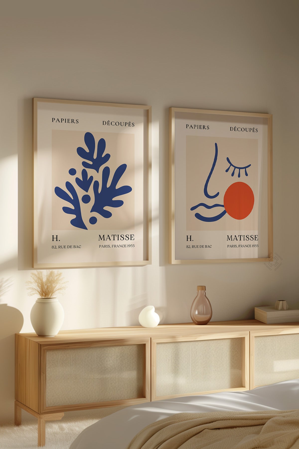 Mavi Matisse 2'li Ahşap Çerçeveli Poster, Tablo Seti No:27