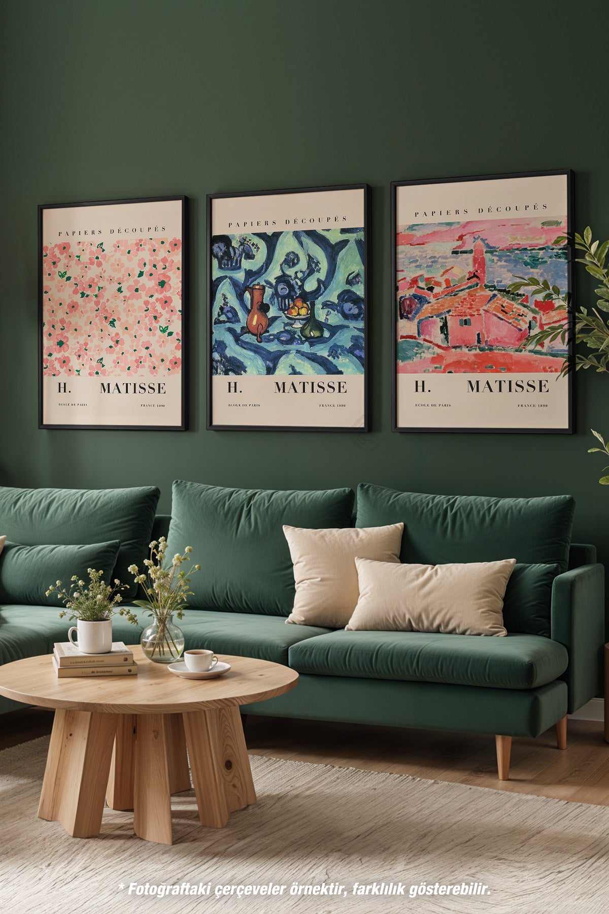 H Matisse 3'lü Siyah Çerçeveli Poster, Tablo Seti No:17