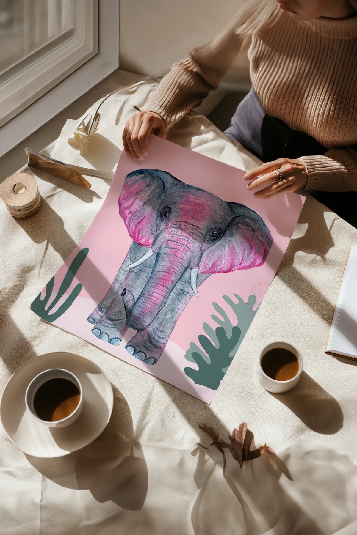 Pembe Tonlar Modern 6'lı Poster Seti, Duvar Dekoru No:1