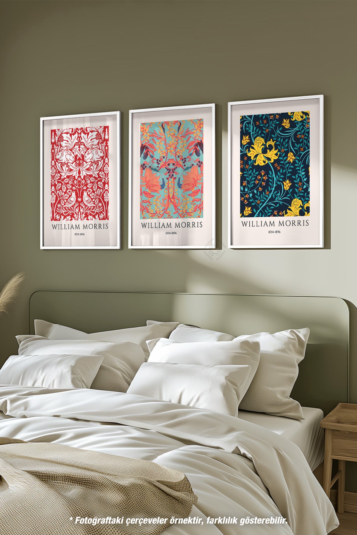 Etnik Desenli 3'lü Beyaz Çerçeveli Poster, Tablo Seti No:49