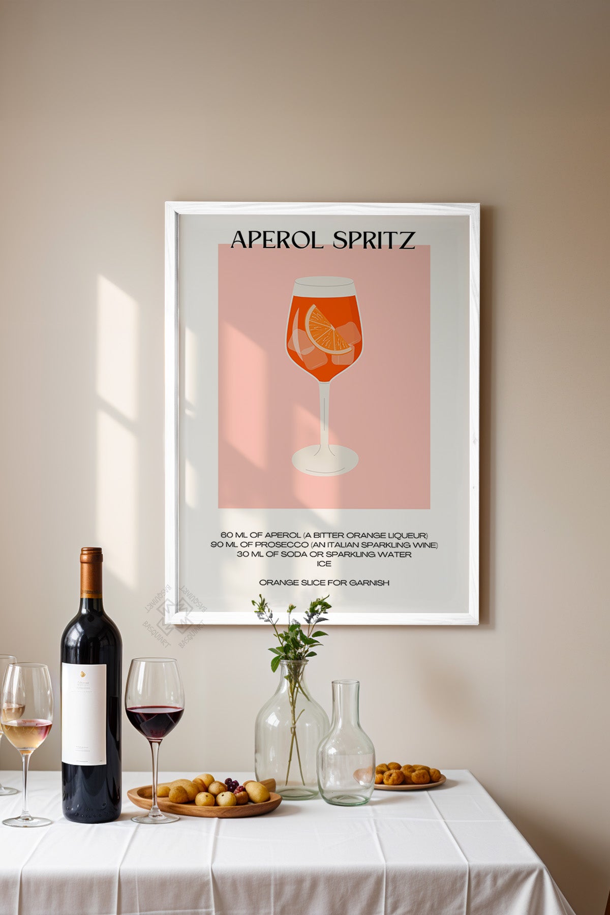 Kokteyl Serisi Beyaz Çerçeveli Poster, Tablo, Cafe, Restoran, Mutfak Duvar Dekoru No:15