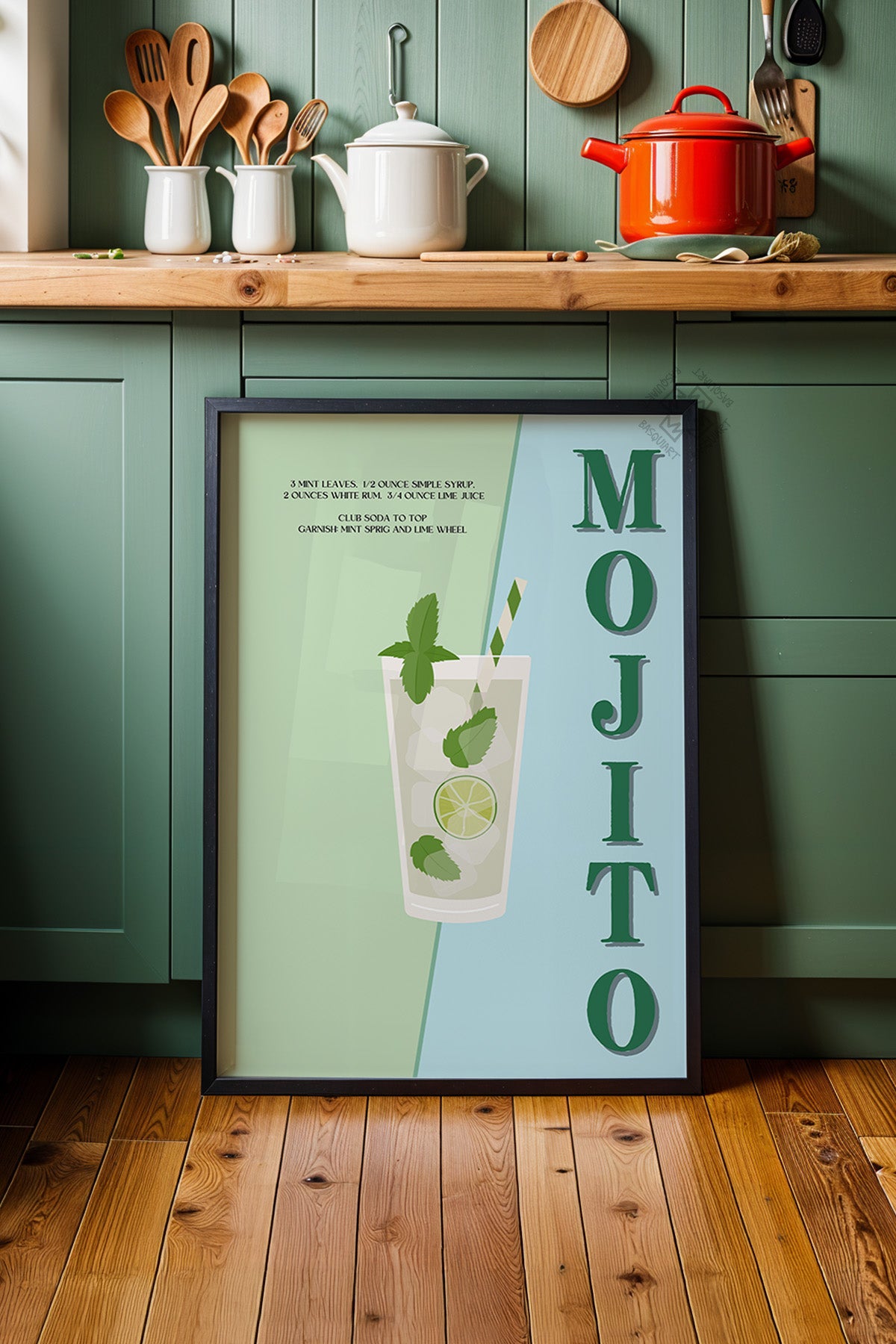 Kokteyl Serisi Siyah Çerçeveli Poster, Tablo, Cafe, Restoran, Mutfak Duvar Dekoru No:51