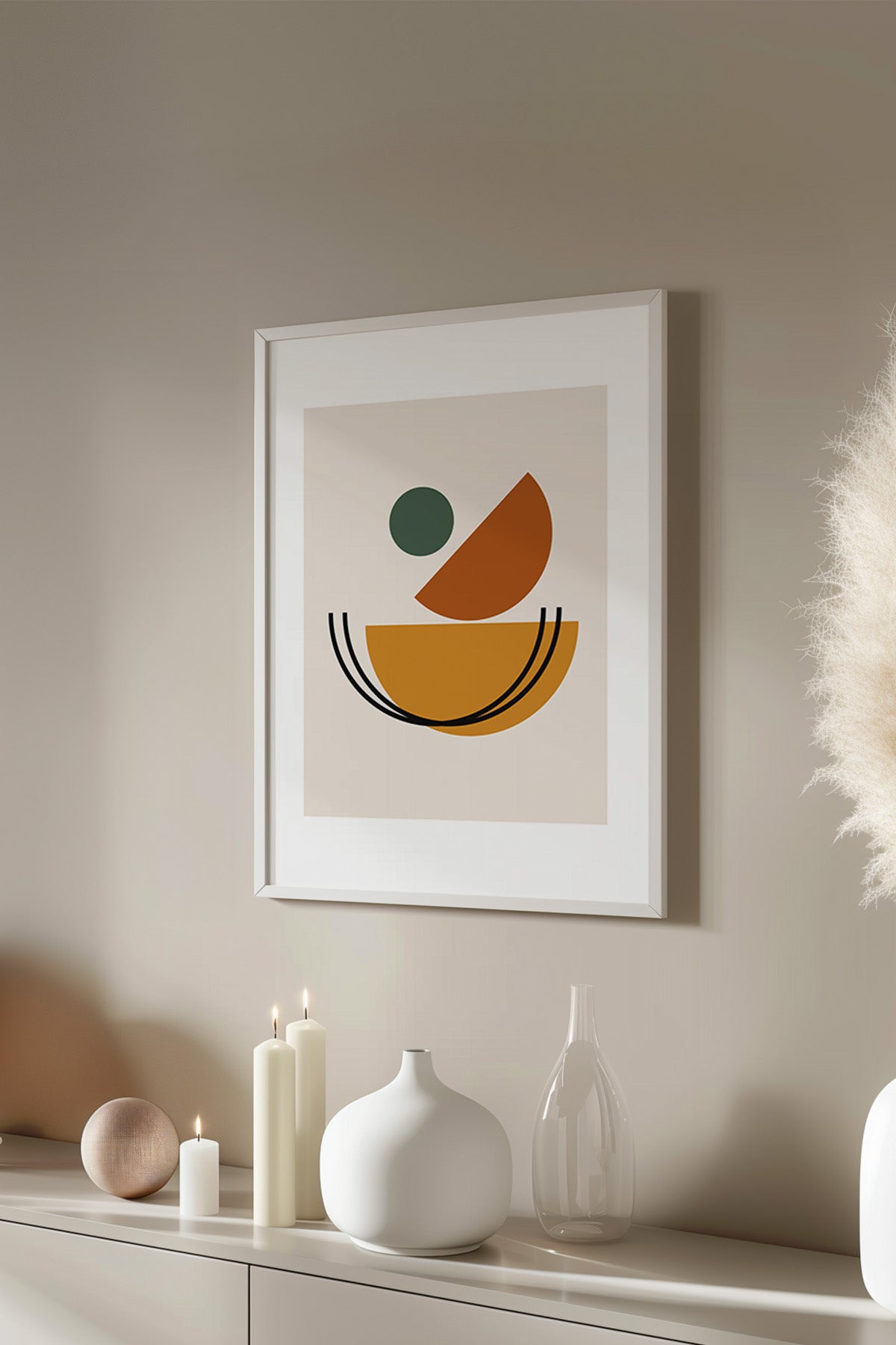 Bauhaus Serisi Beyaz Çerçeveli Poster, Tablo No:100