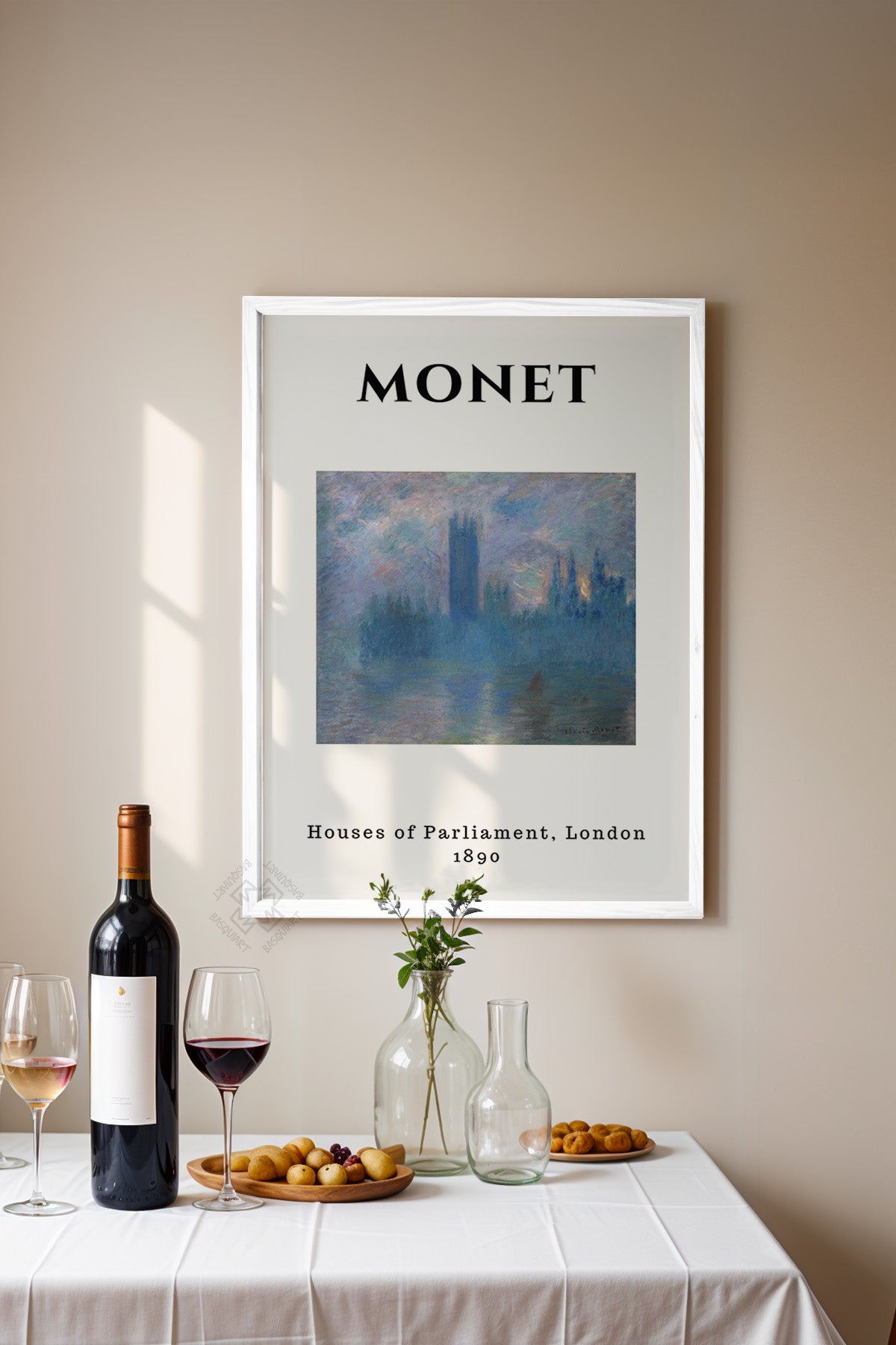 Claude Monet Serisi Beyaz Çerçeveli Poster, Tablo Duvar Dekoru No:3