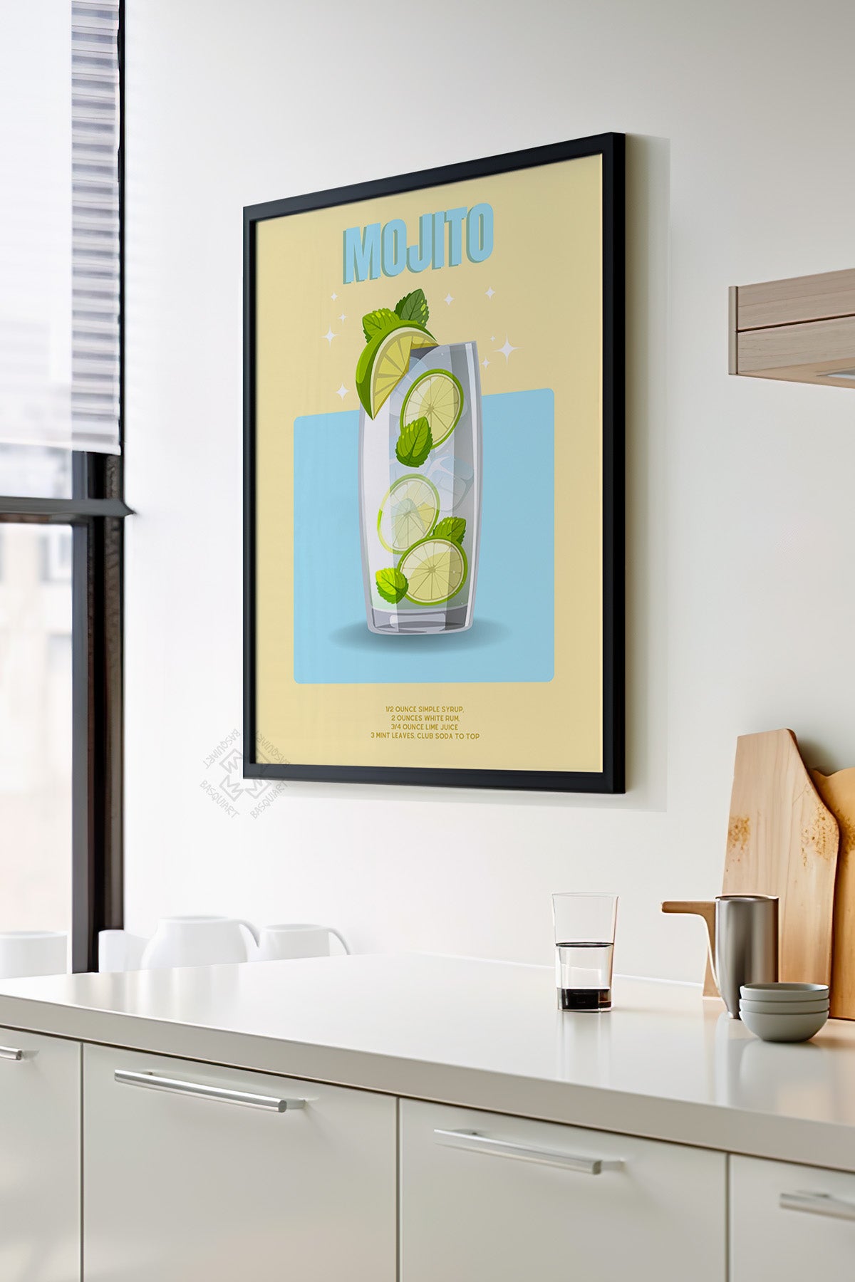 Kokteyl Serisi Siyah Çerçeveli Poster, Tablo, Cafe, Restoran, Mutfak Duvar Dekoru No:56
