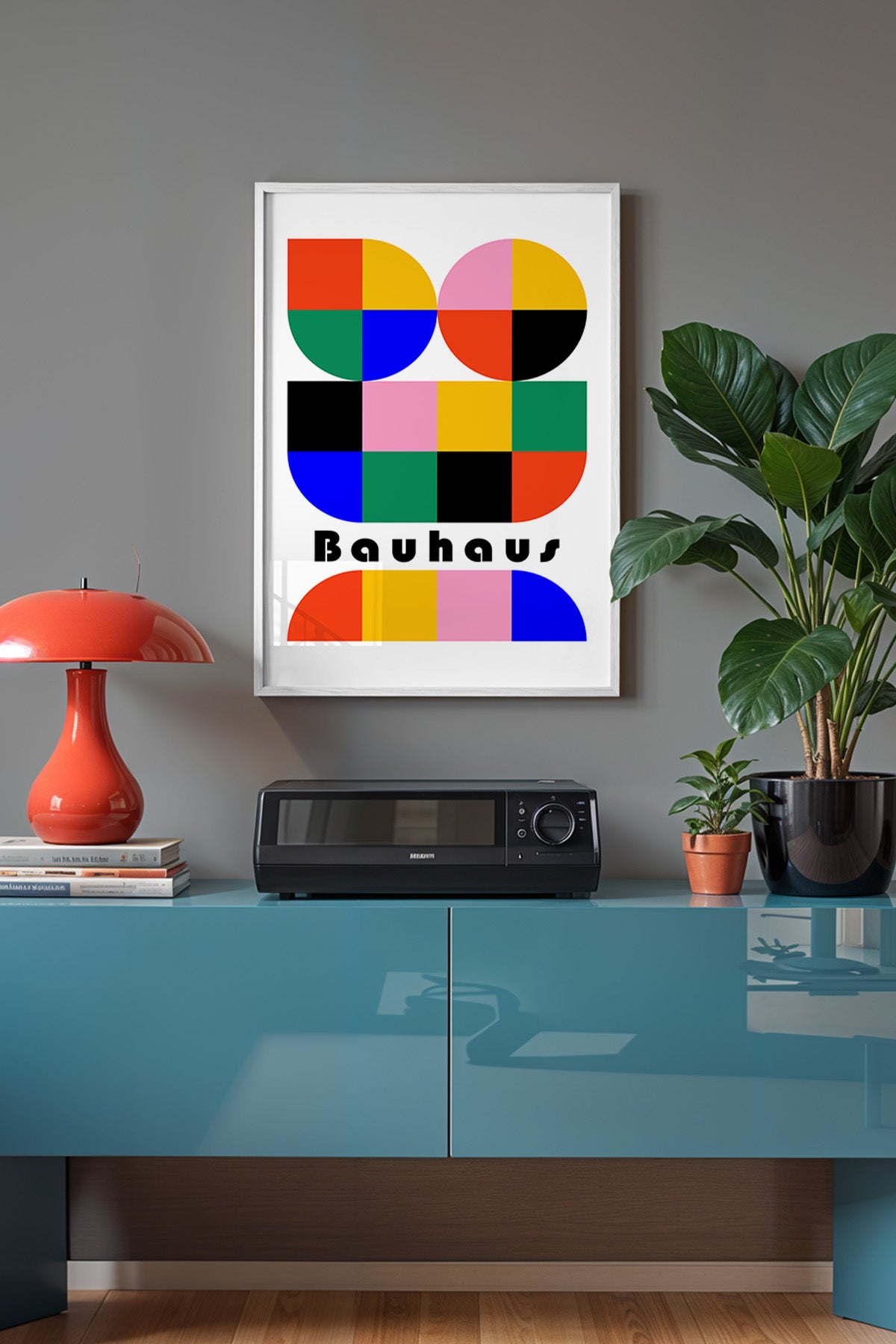 Bauhaus Serisi Beyaz Çerçeveli Poster, Tablo No:13