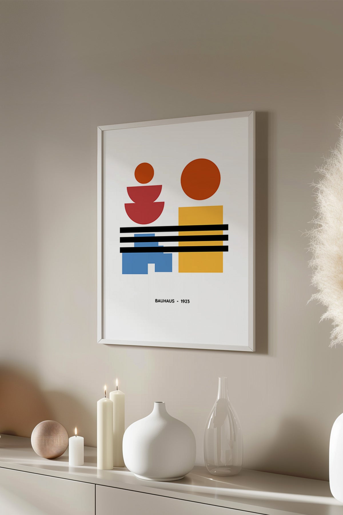 Bauhaus Serisi Beyaz Çerçeveli Poster, Tablo No:107