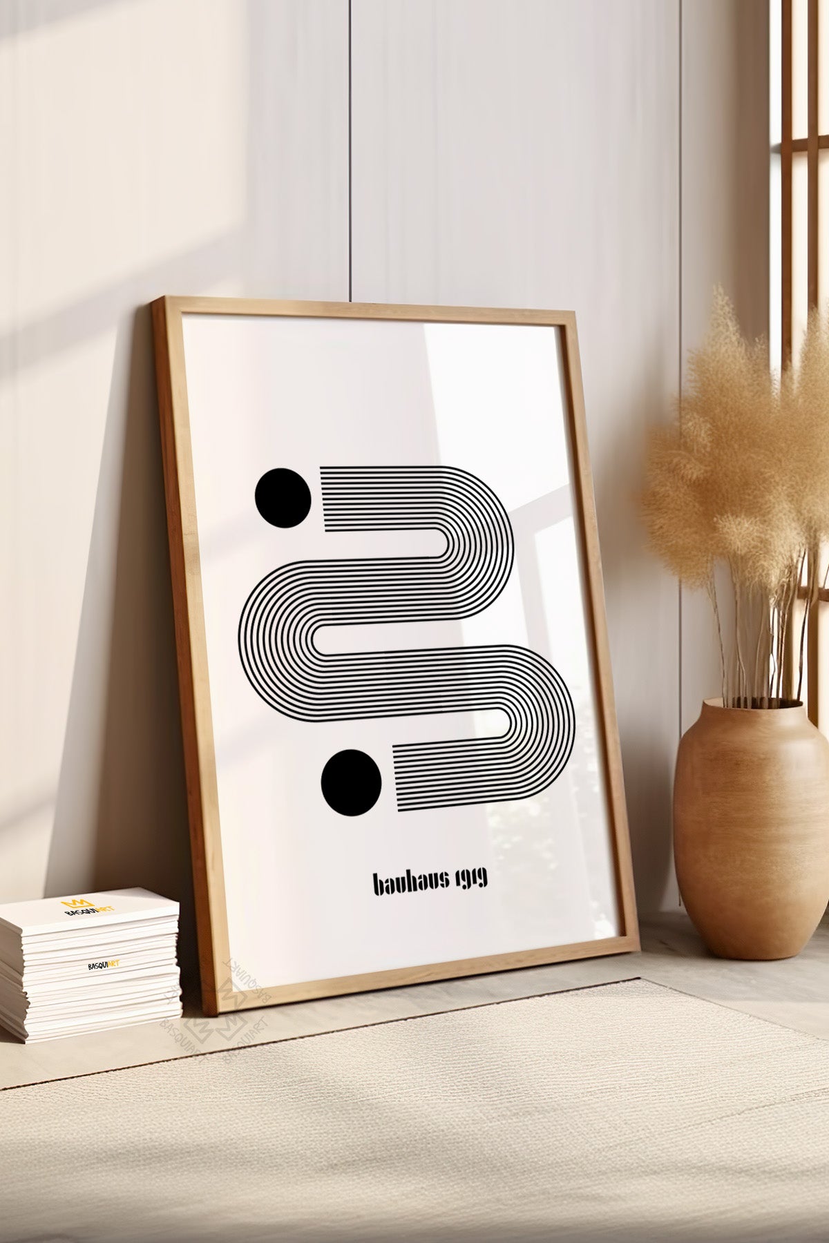 Bauhaus Serisi Ahşap Çerçeveli Poster, Tablo No:48