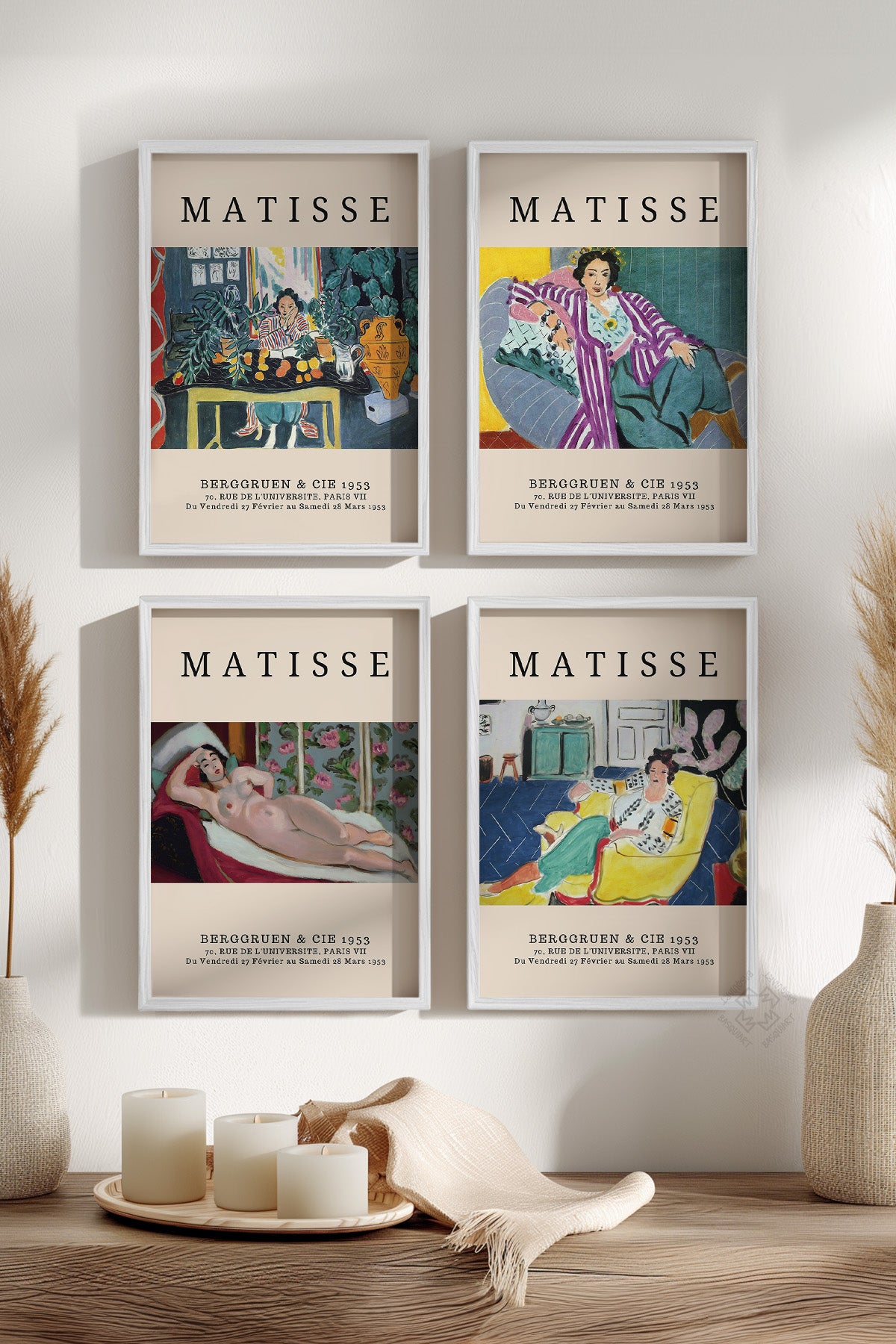 Matisse 4'lü Beyaz Çerçeveli Poster, Tablo Seti No:55