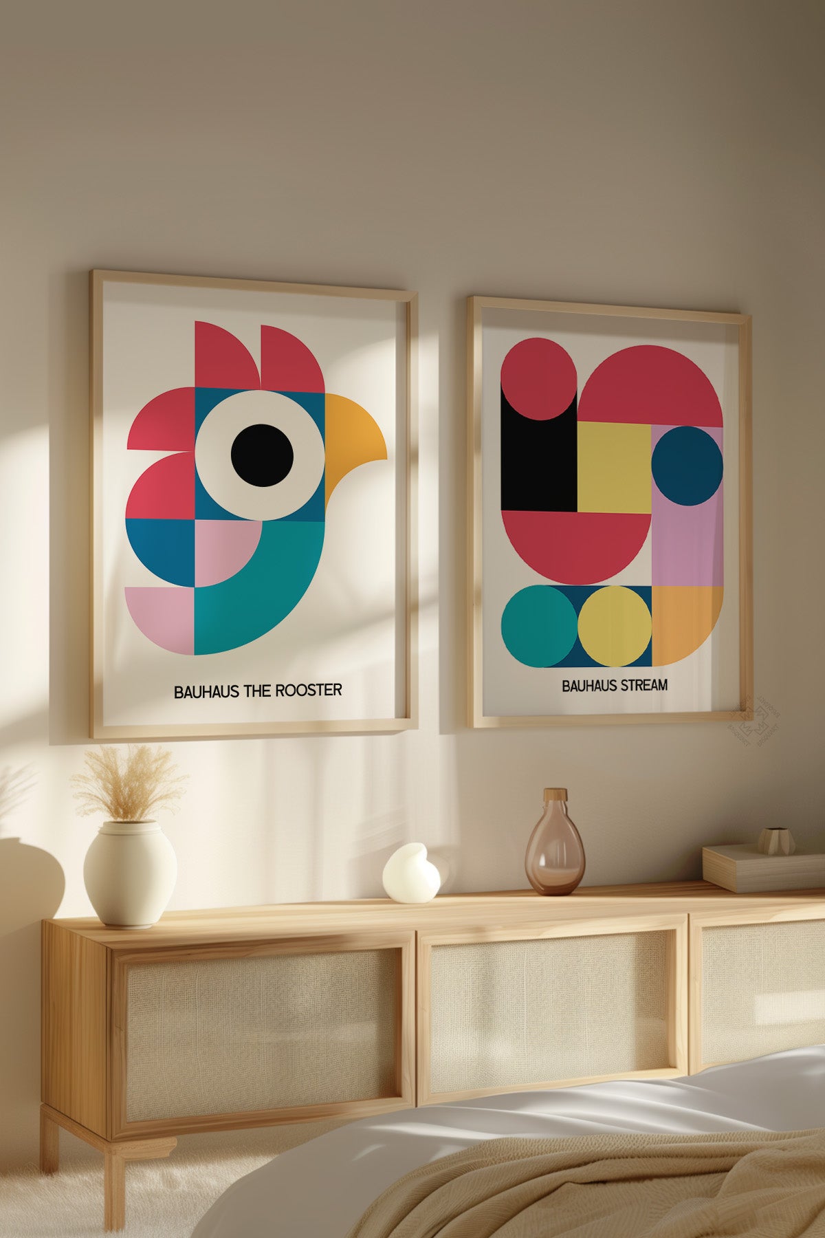 Bauhaus 2'li Ahşap Çerçeveli Poster, Tablo Seti No:30