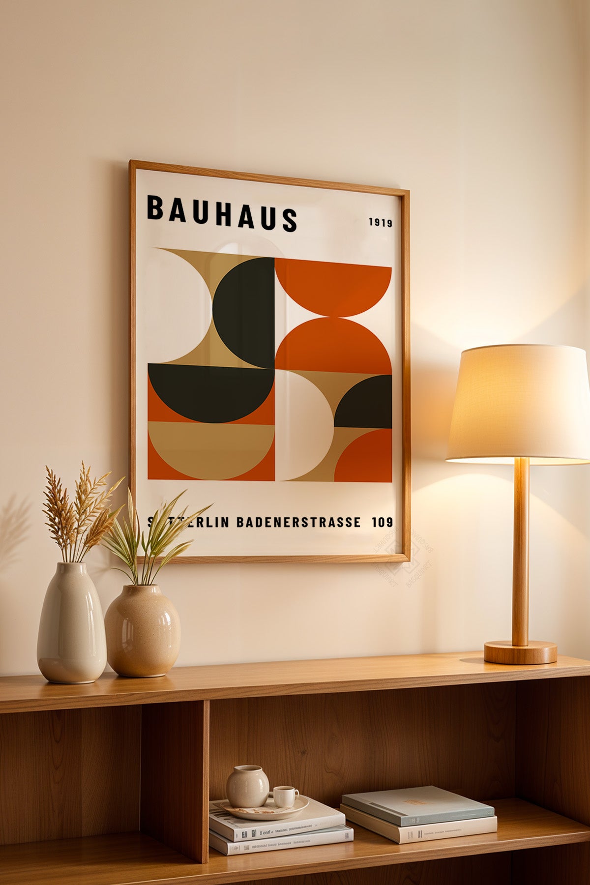 Bauhaus Serisi Ahşap Çerçeveli Poster, Tablo No:90