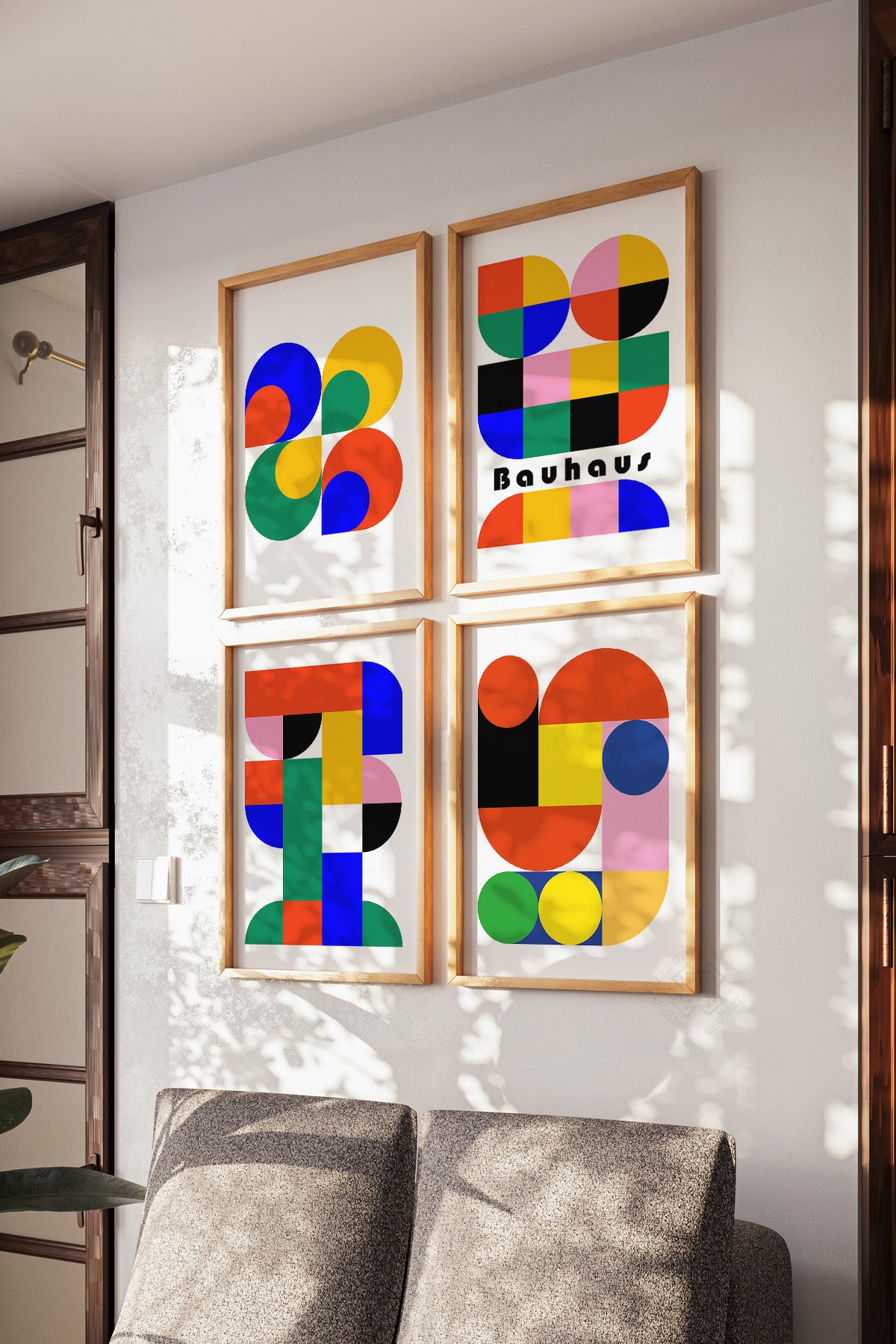 Bauhaus 4'lü Ahşap Çerçeveli Poster, Tablo Seti No:22