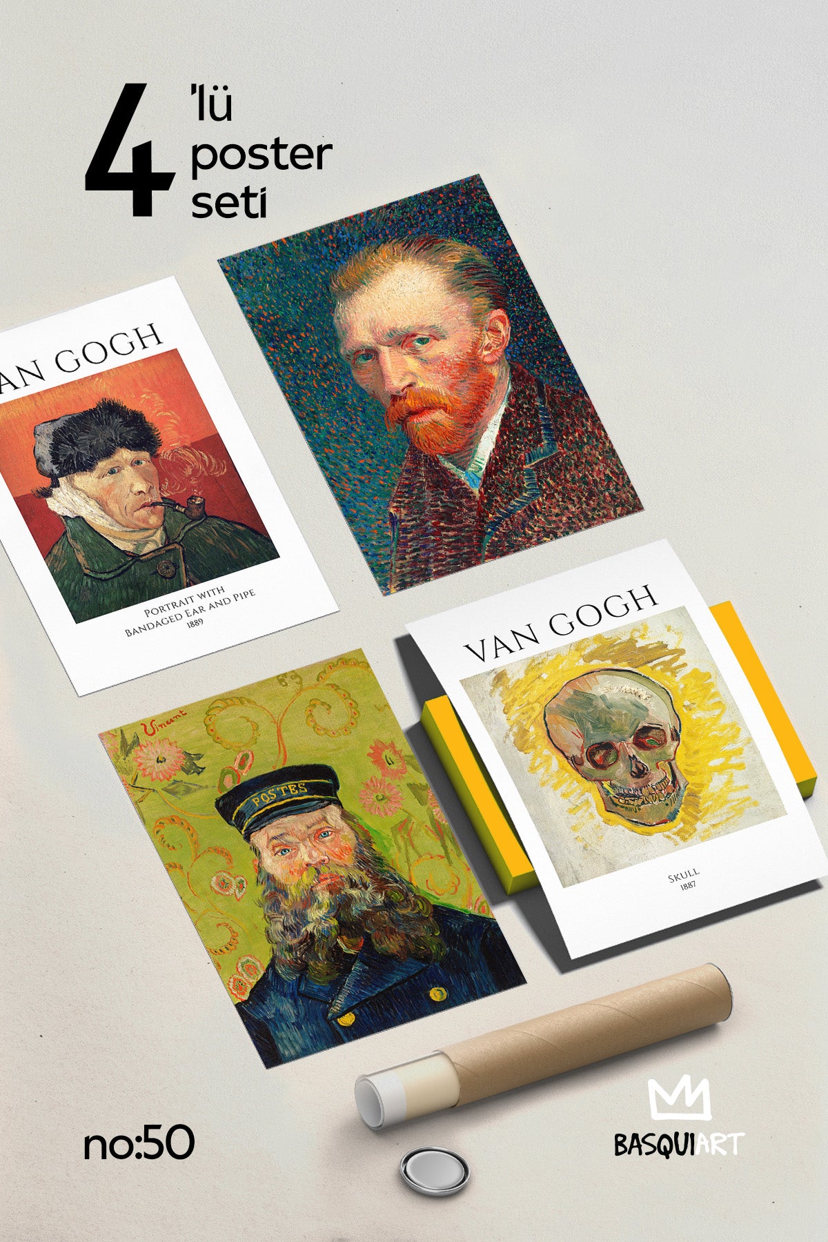 Van Gogh Sanatsal 4'lü Poster Seti, Duvar Dekoru No:50