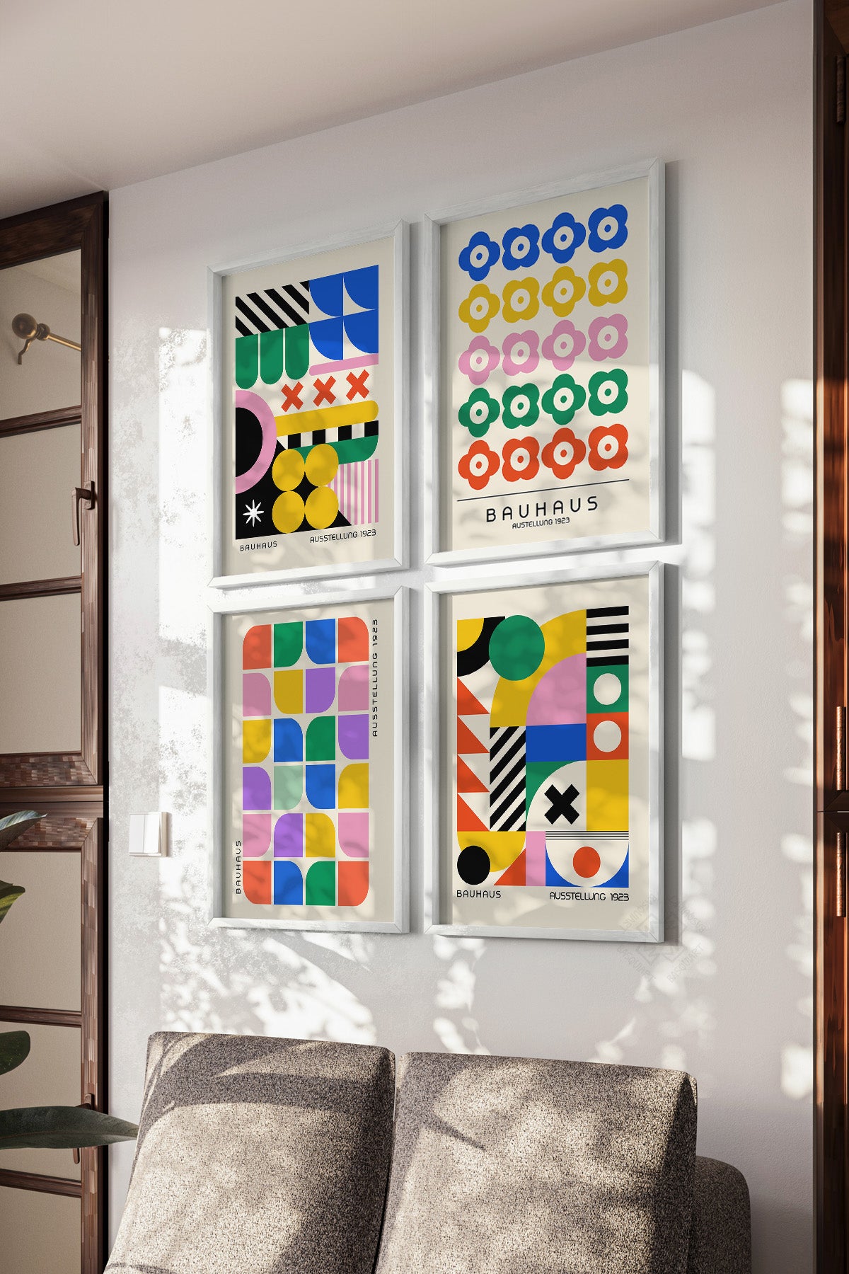 Bauhaus Afiş 4'lü Beyaz Çerçeveli Poster, Tablo Seti No:25
