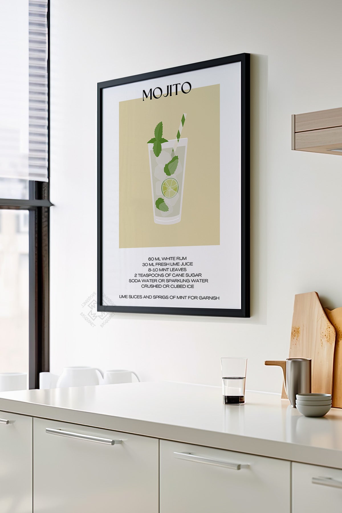 Kokteyl Serisi Siyah Çerçeveli Poster, Tablo, Cafe, Restoran, Mutfak Duvar Dekoru No:26