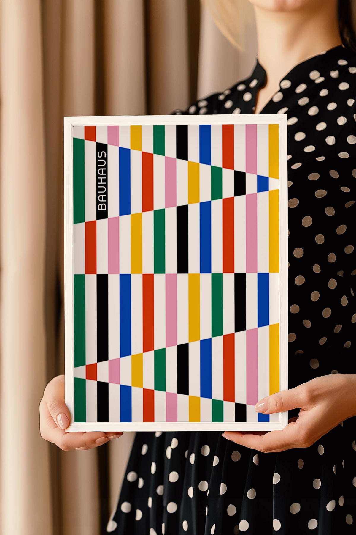 Bauhaus Serisi Beyaz Çerçeveli Poster, Tablo No:37
