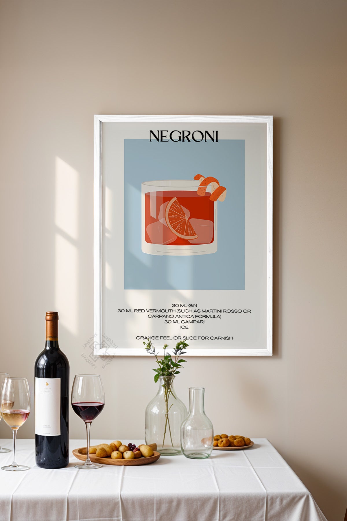 Kokteyl Serisi Beyaz Çerçeveli Poster, Tablo, Cafe, Restoran, Mutfak Duvar Dekoru No:22