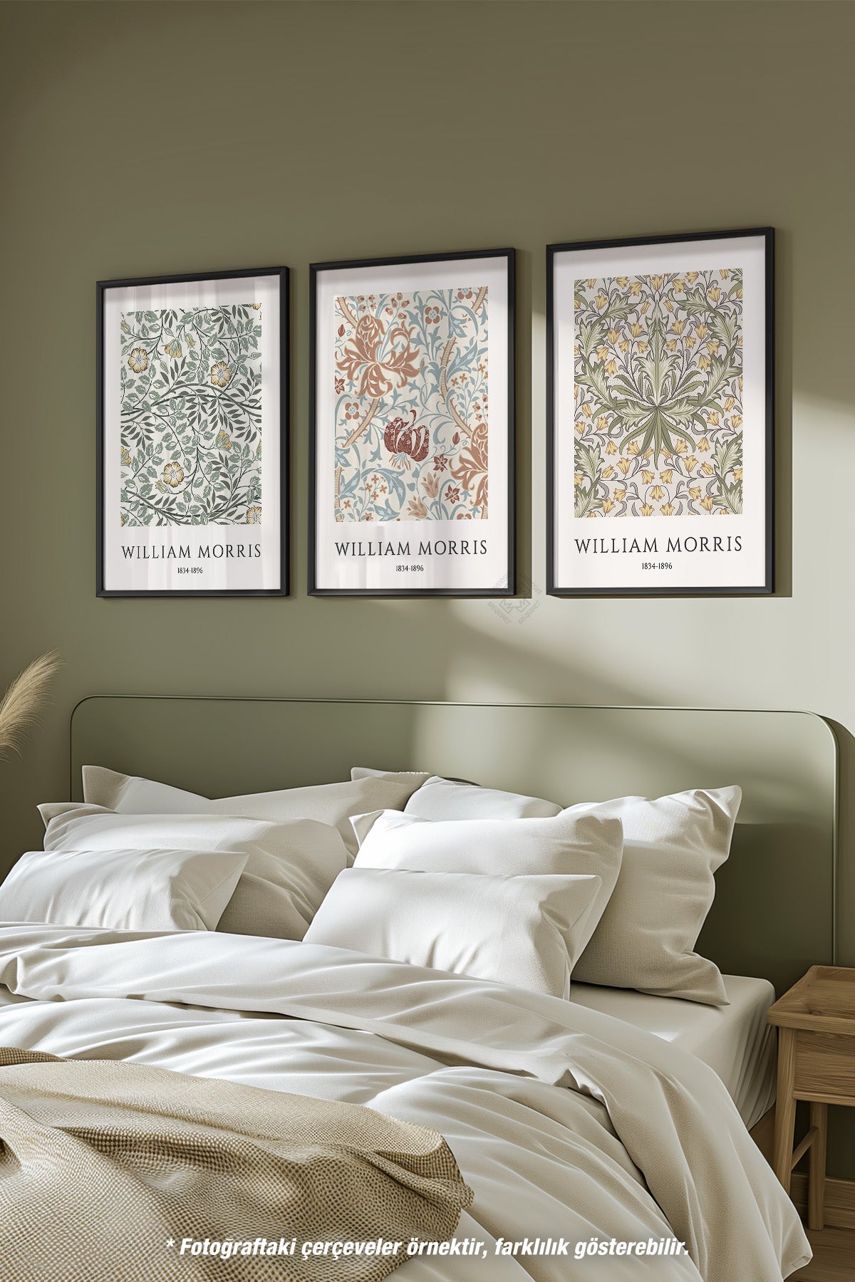 William Morris 3'lü Siyah Çerçeveli Poster, Tablo Seti No:31