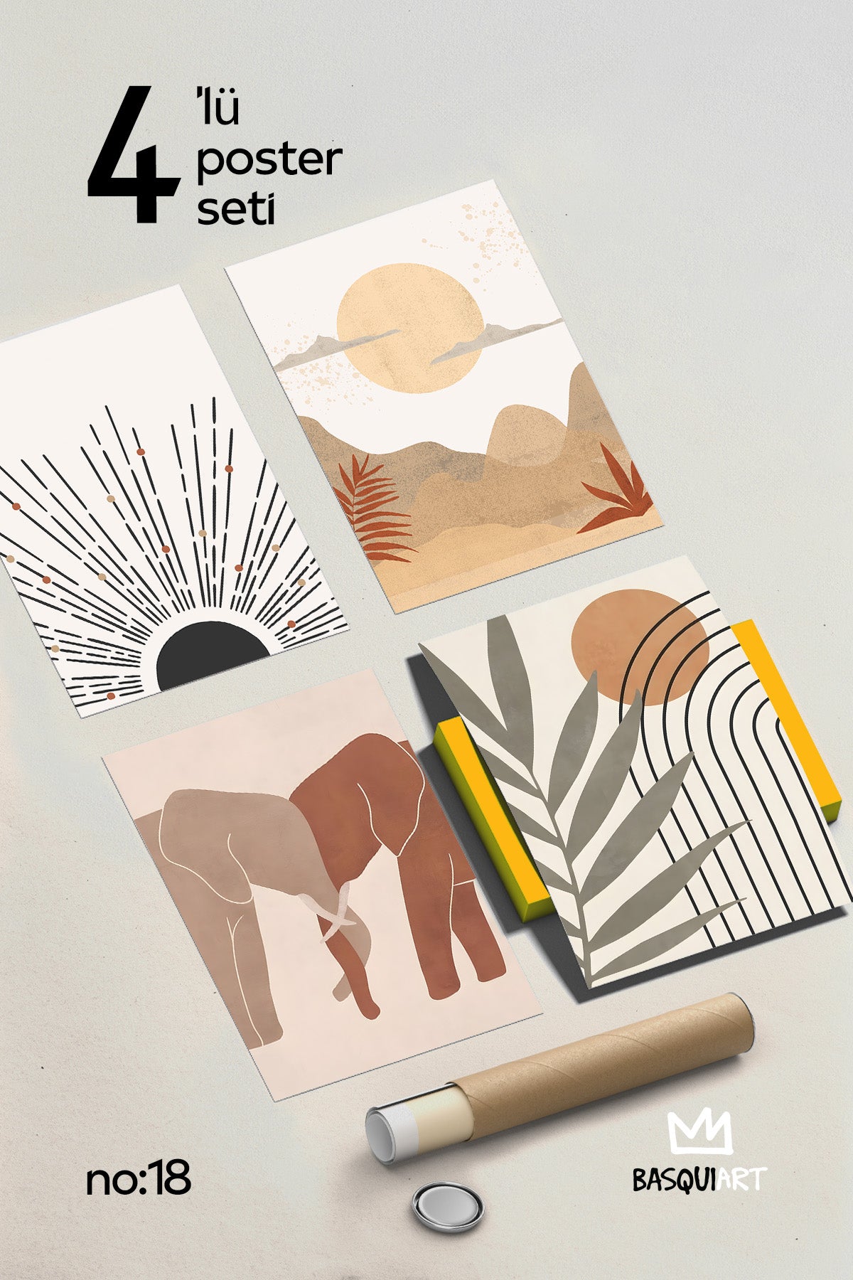 Bohemian 4'lü Poster Seti, Duvar Dekoru No:18