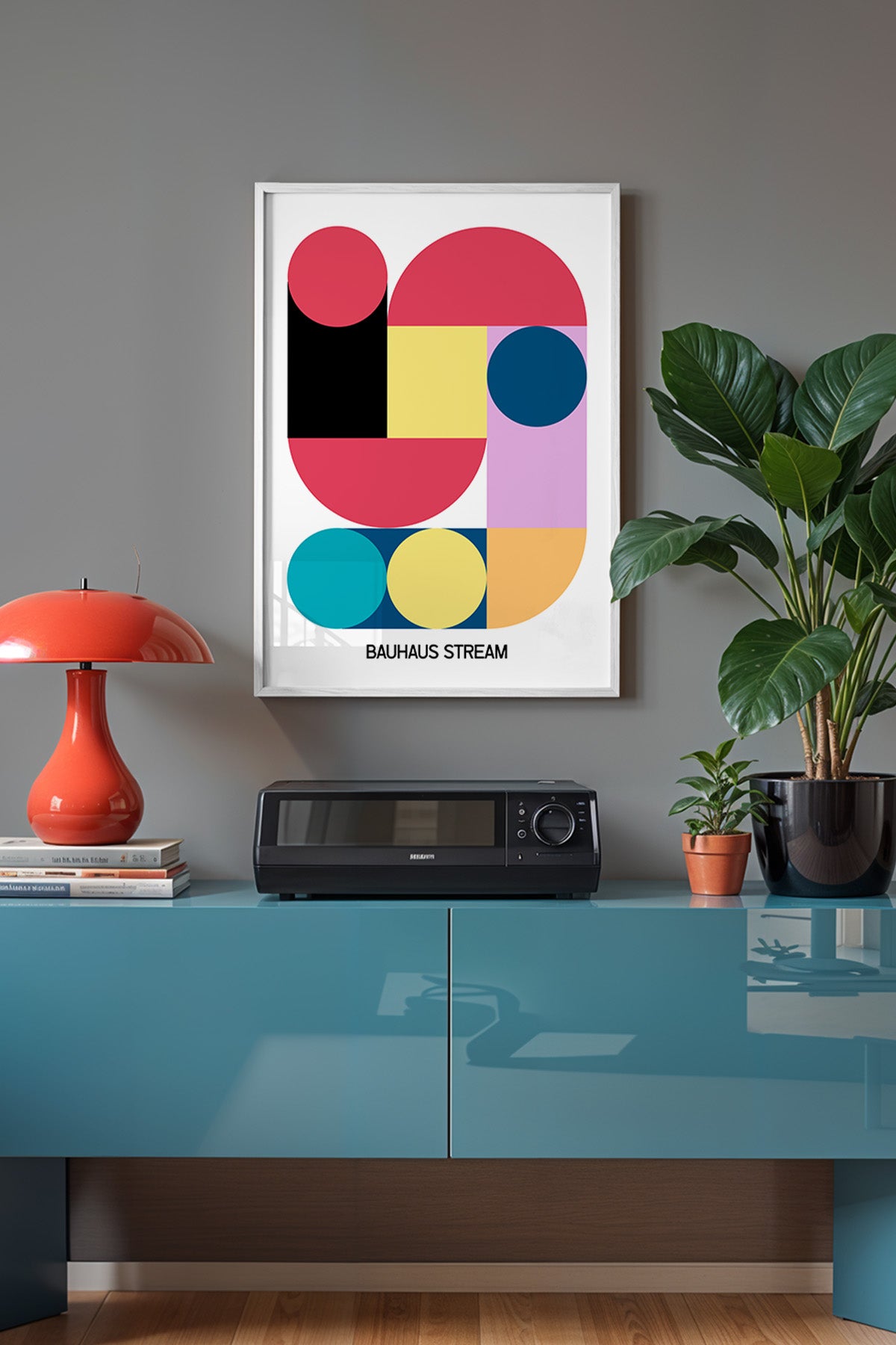Bauhaus Serisi Beyaz Çerçeveli Poster, Tablo No:122