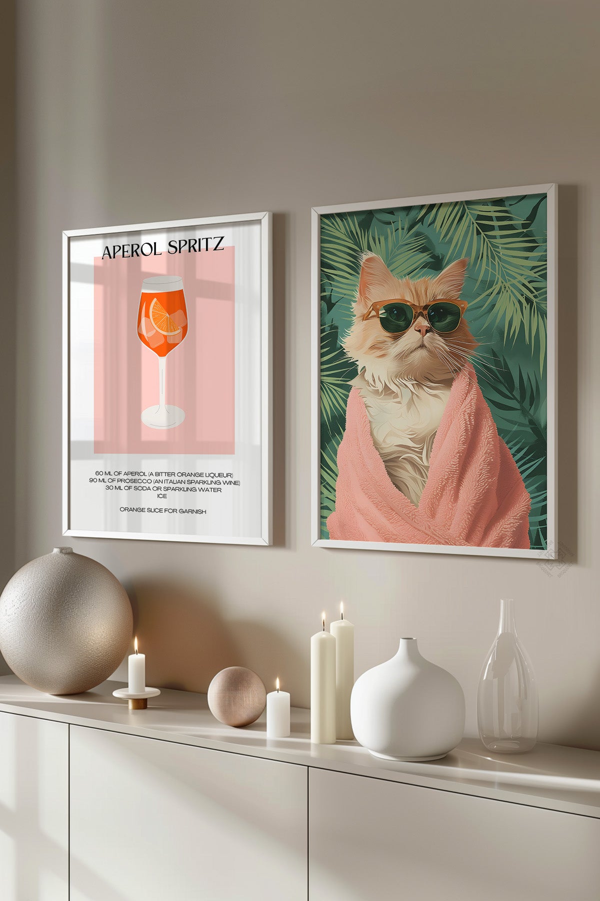 Modern 2'li Beyaz Çerçeveli Poster, Tablo Seti No:31