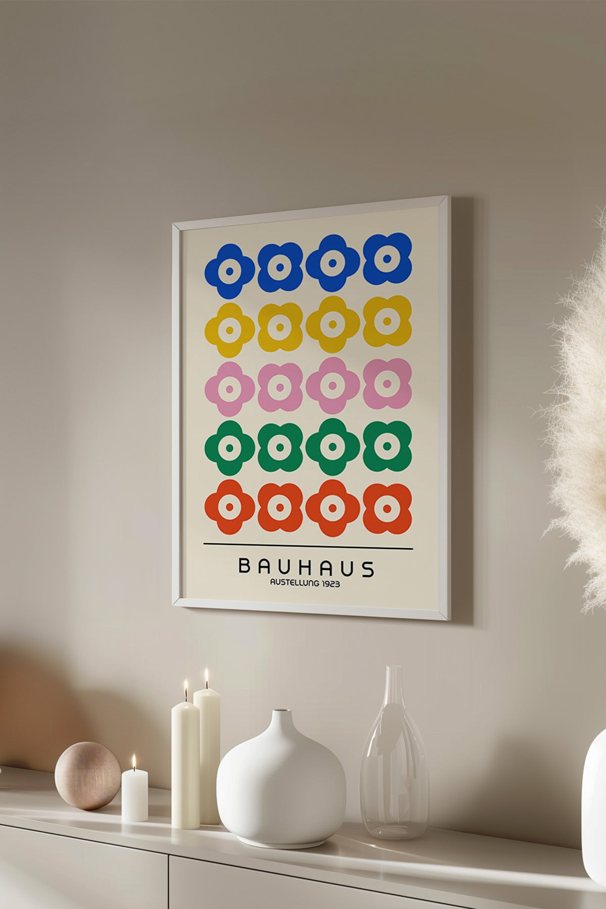 Bauhaus Serisi Beyaz Çerçeveli Poster, Tablo No:97