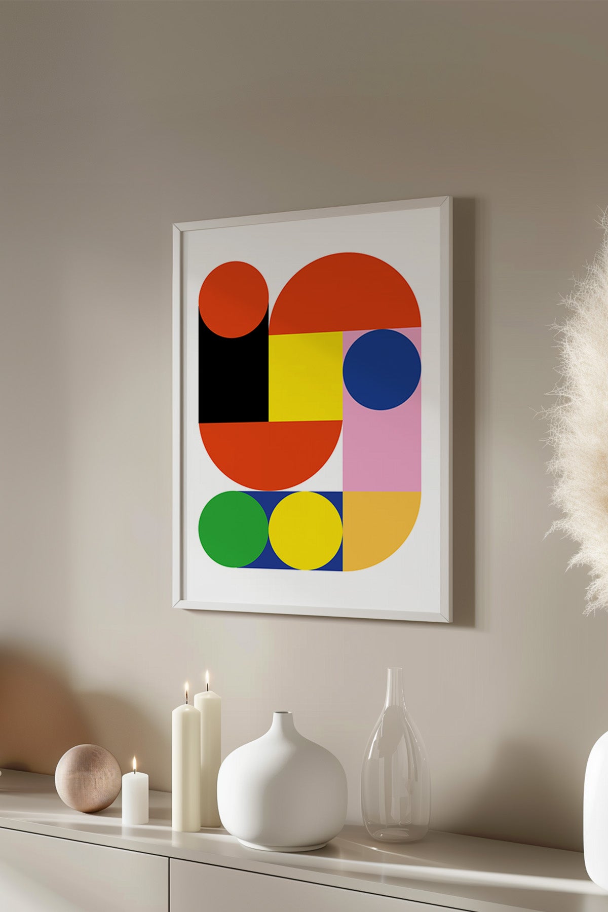 Bauhaus Serisi Beyaz Çerçeveli Poster, Tablo No:15