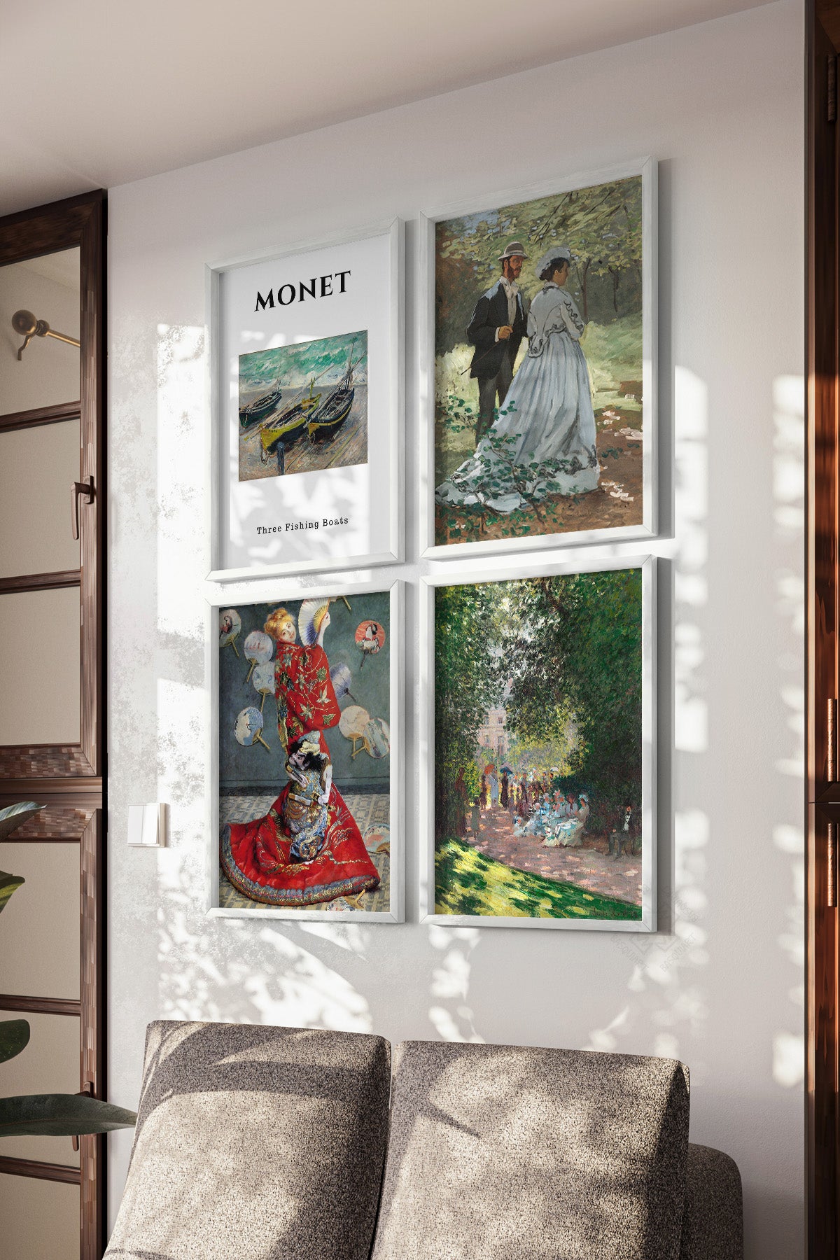 Monet 4'lü Beyaz Çerçeveli Poster, Tablo Seti No:53