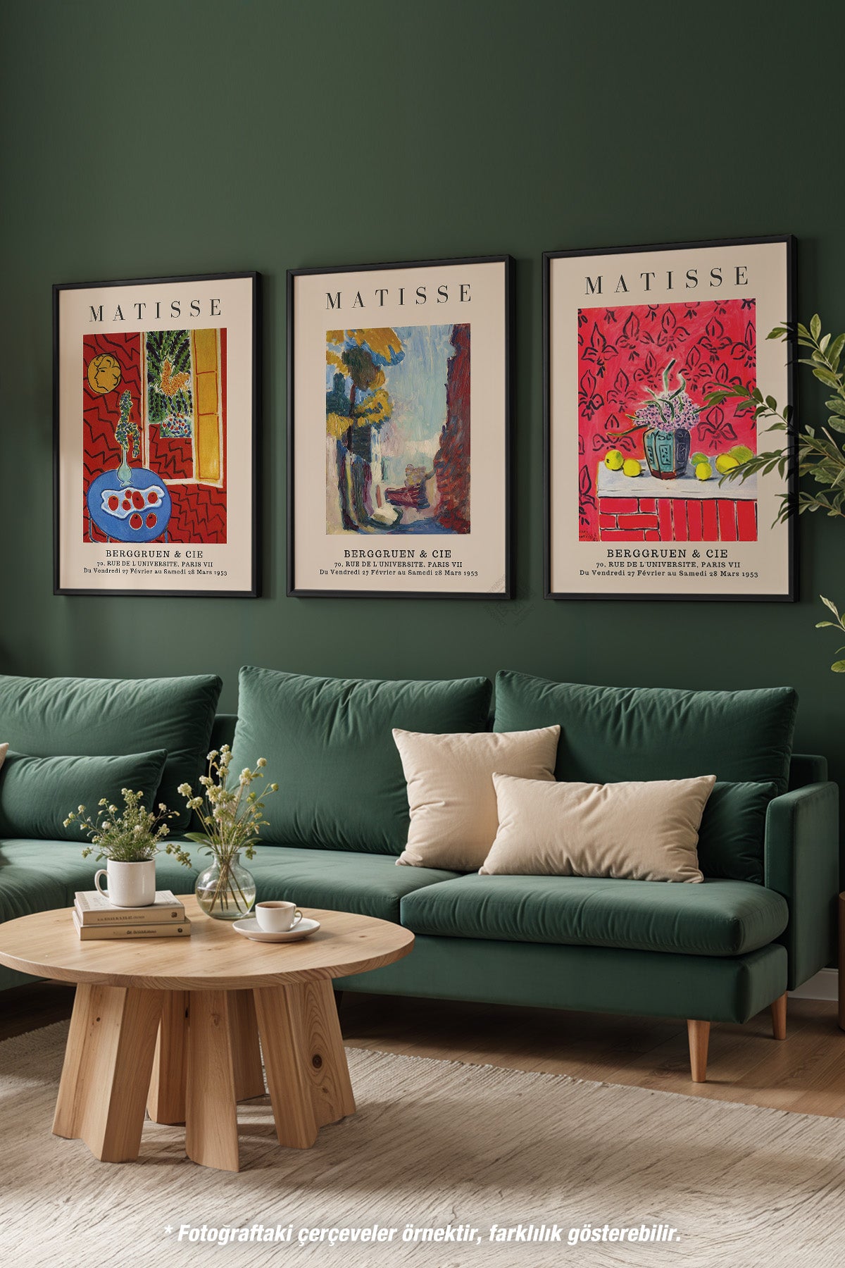 Matisse Dekoratif 3'lü Siyah Çerçeveli Poster, Tablo Seti No:15