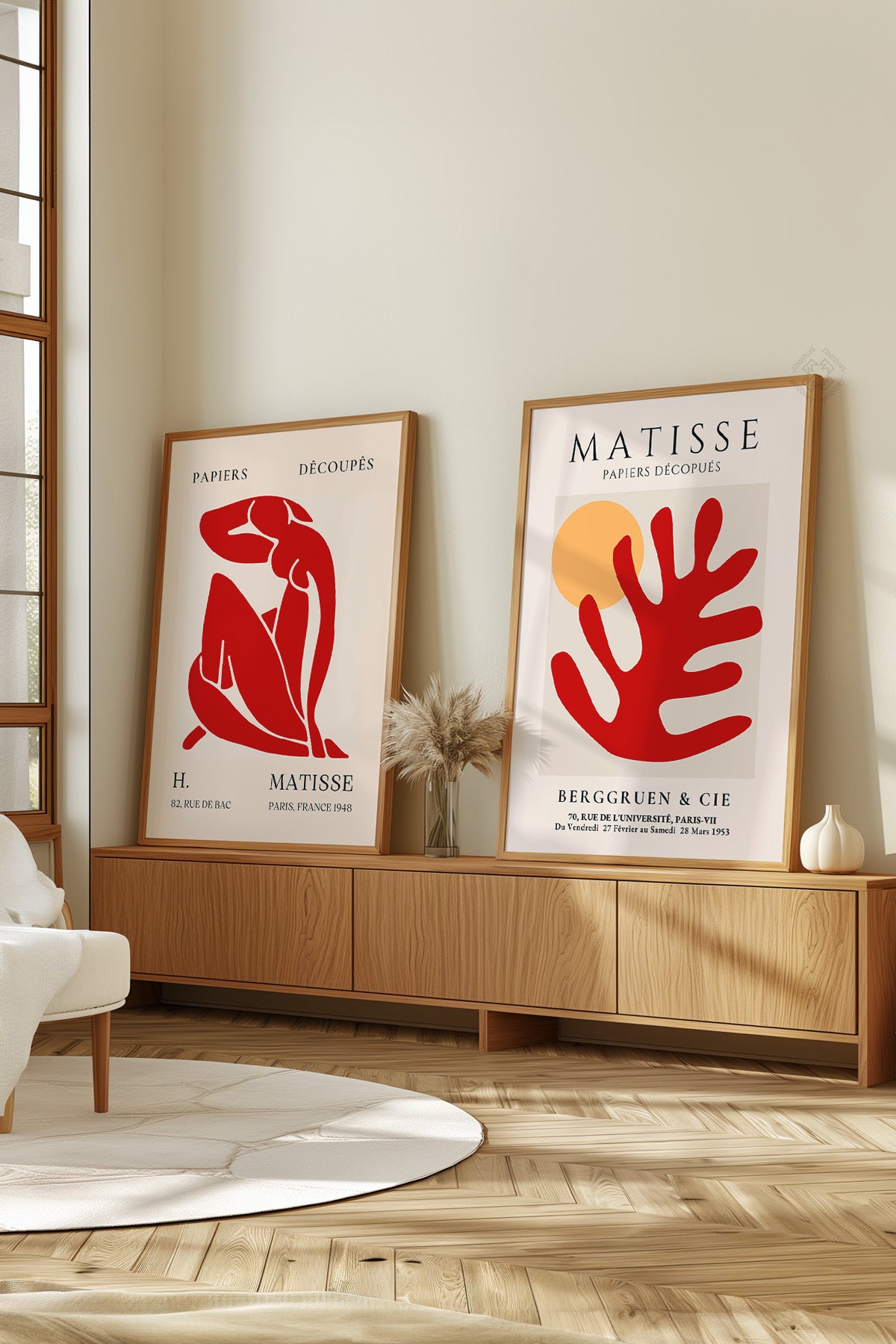 Kırmızı Matisse 2'li Ahşap Çerçeveli Poster, Tablo Seti No:26