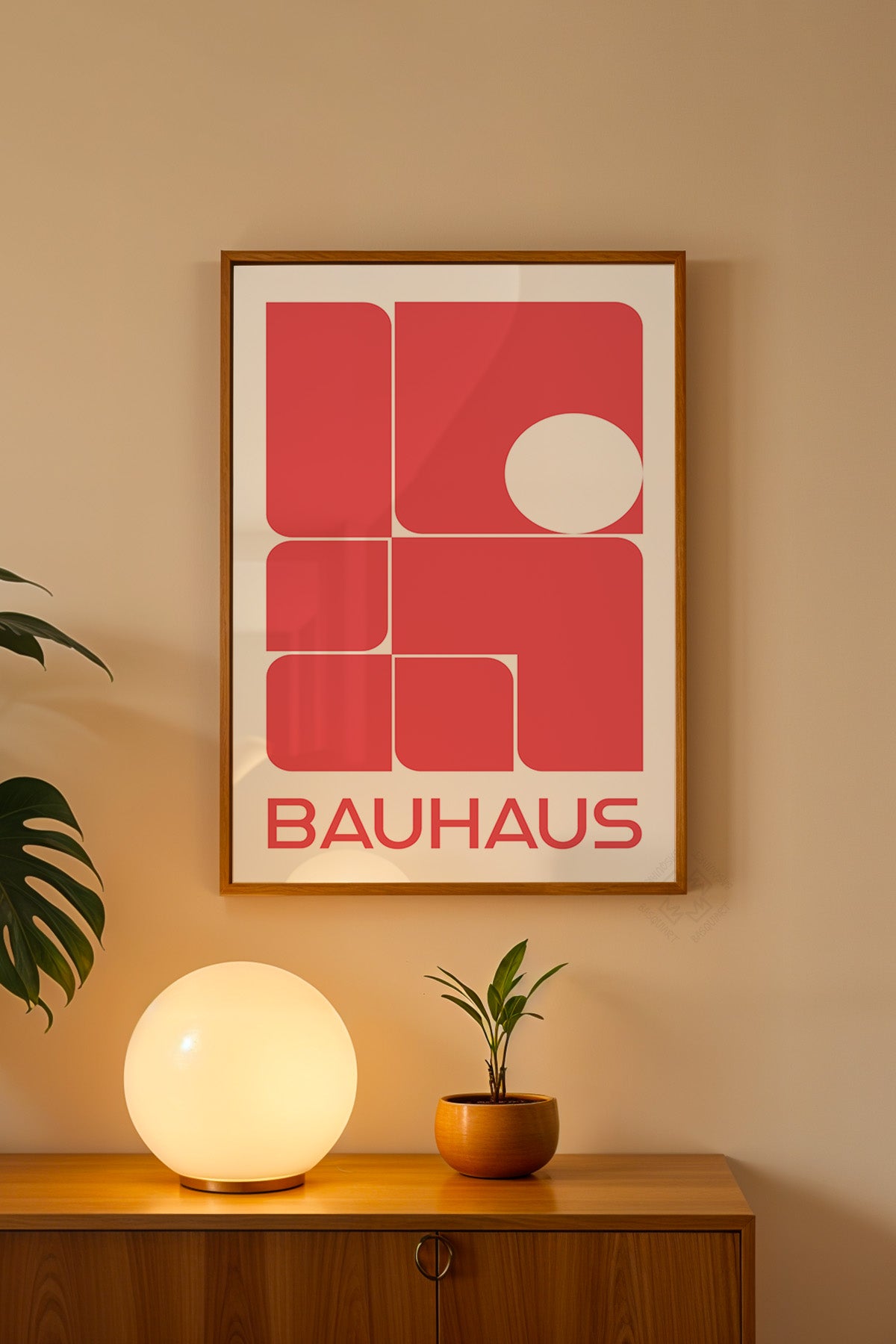 Bauhaus Serisi Ahşap Çerçeveli Poster, Tablo No:84