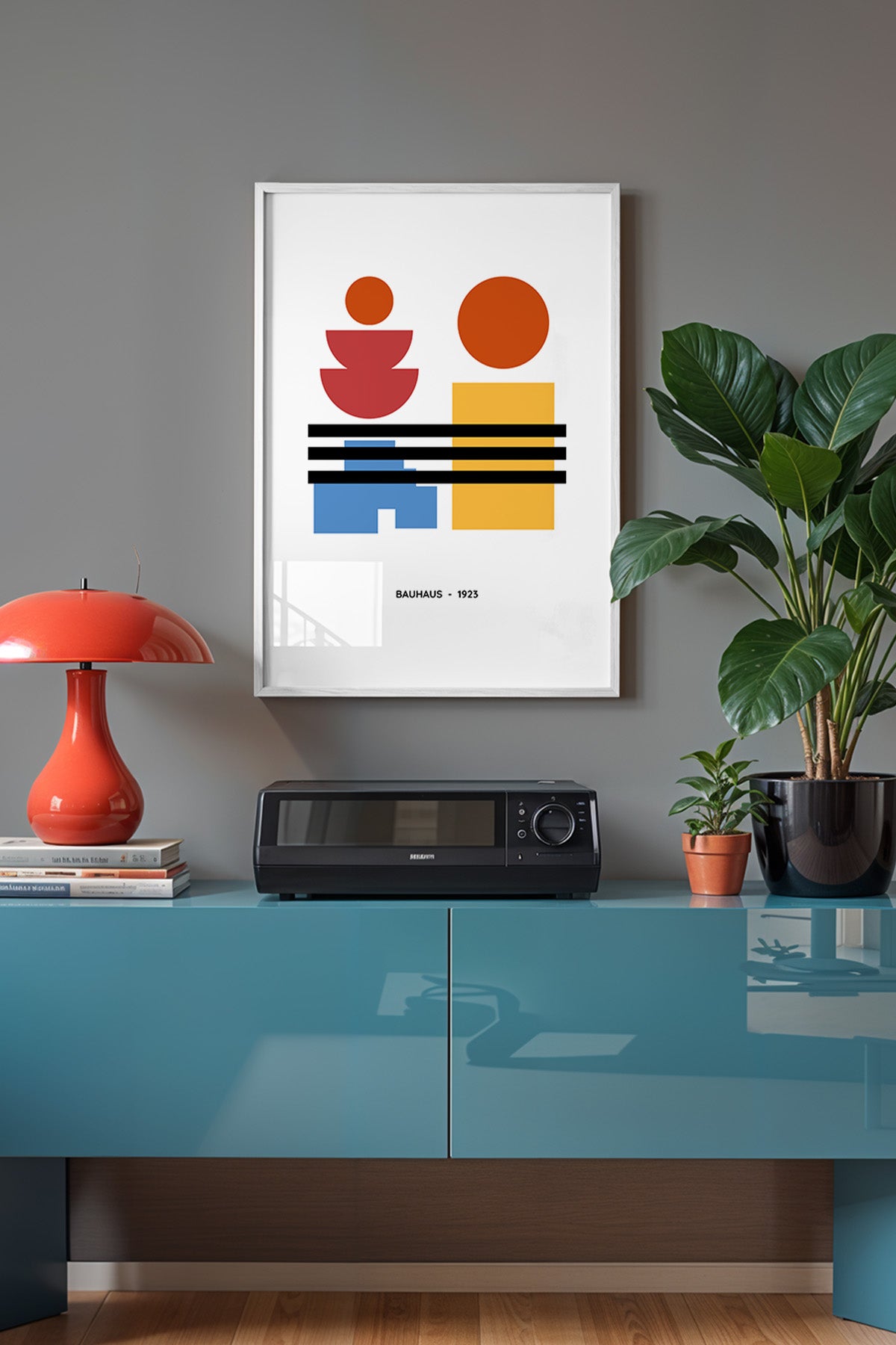 Bauhaus Serisi Beyaz Çerçeveli Poster, Tablo No:107