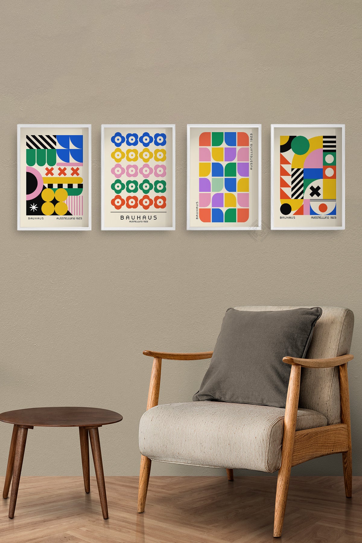Bauhaus Afiş 4'lü Beyaz Çerçeveli Poster, Tablo Seti No:25