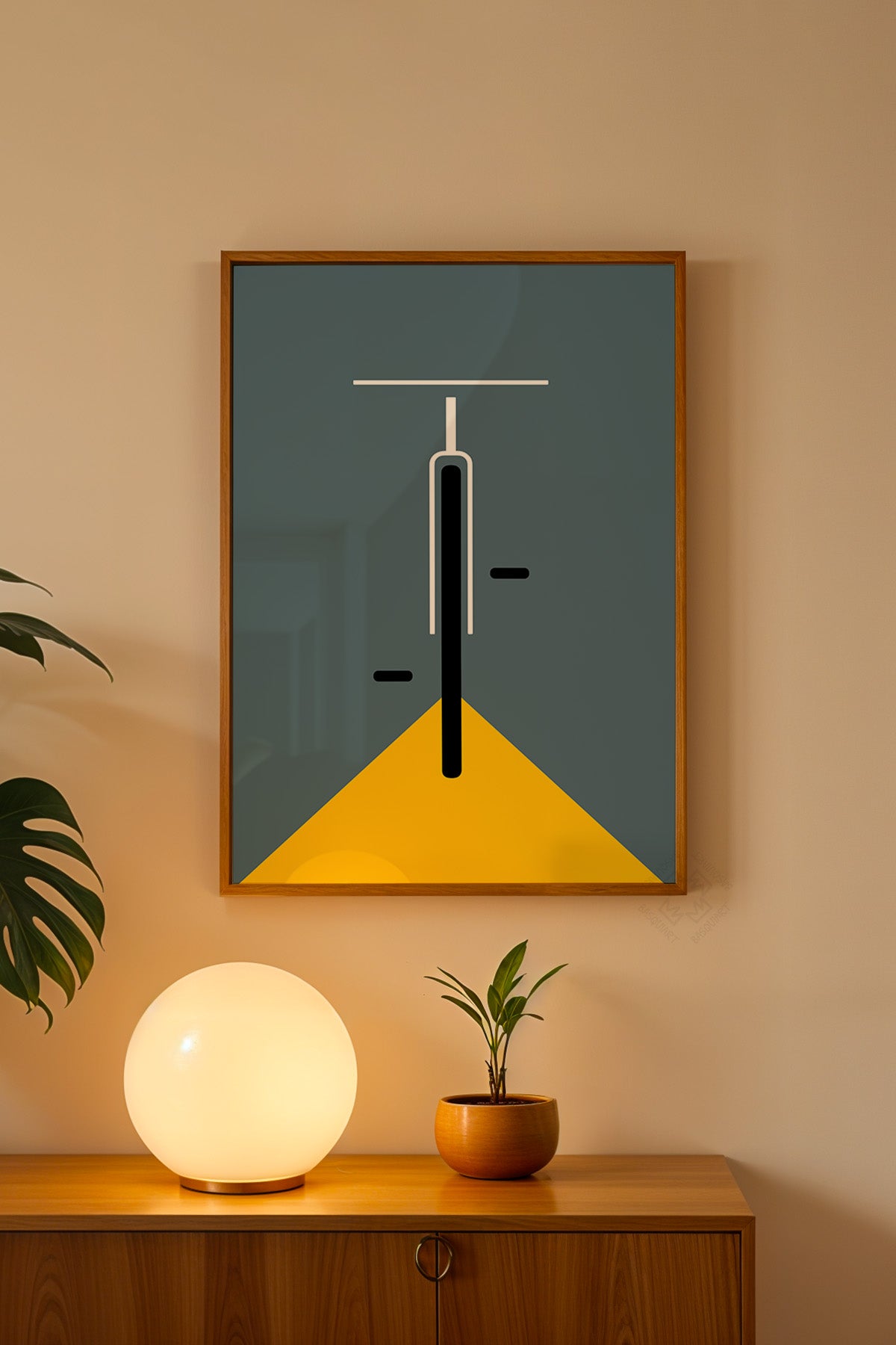Bauhaus Serisi Ahşap Çerçeveli Poster, Tablo No:55