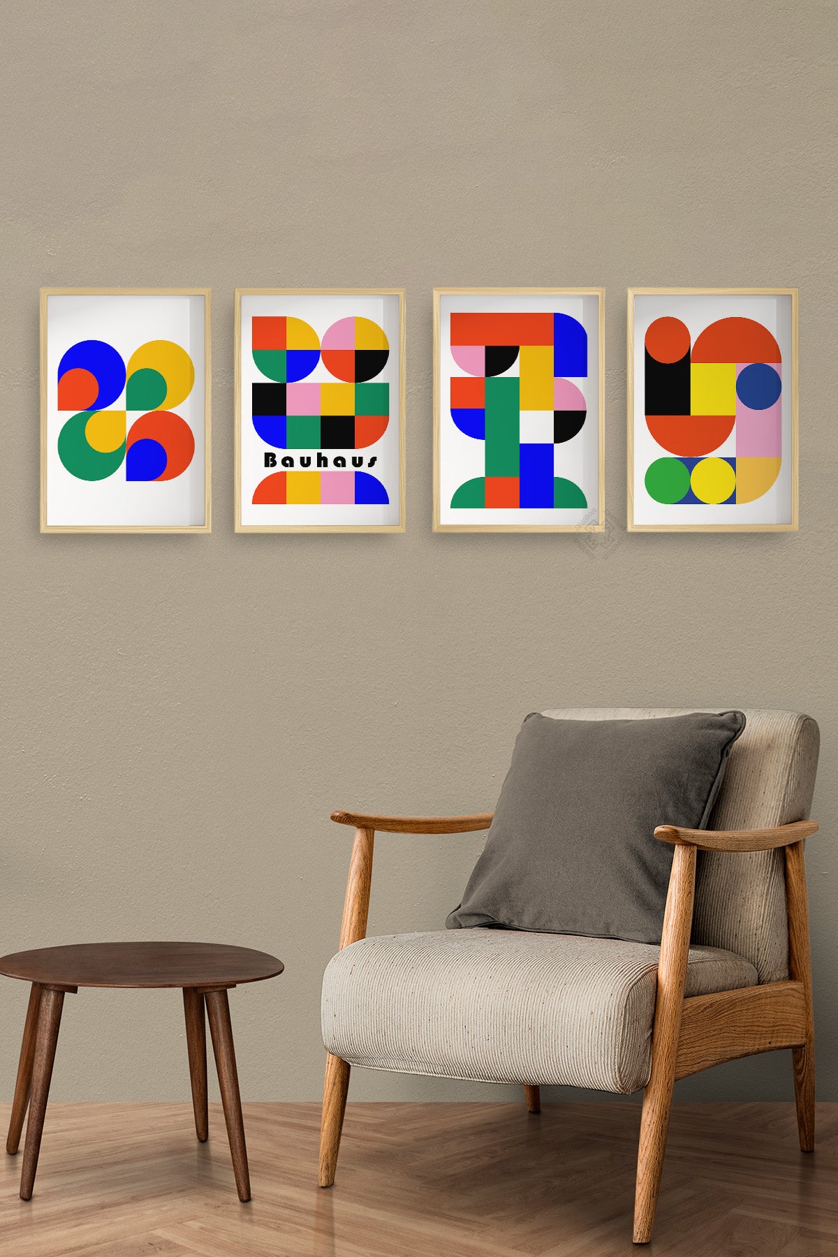 Bauhaus 4'lü Ahşap Çerçeveli Poster, Tablo Seti No:22
