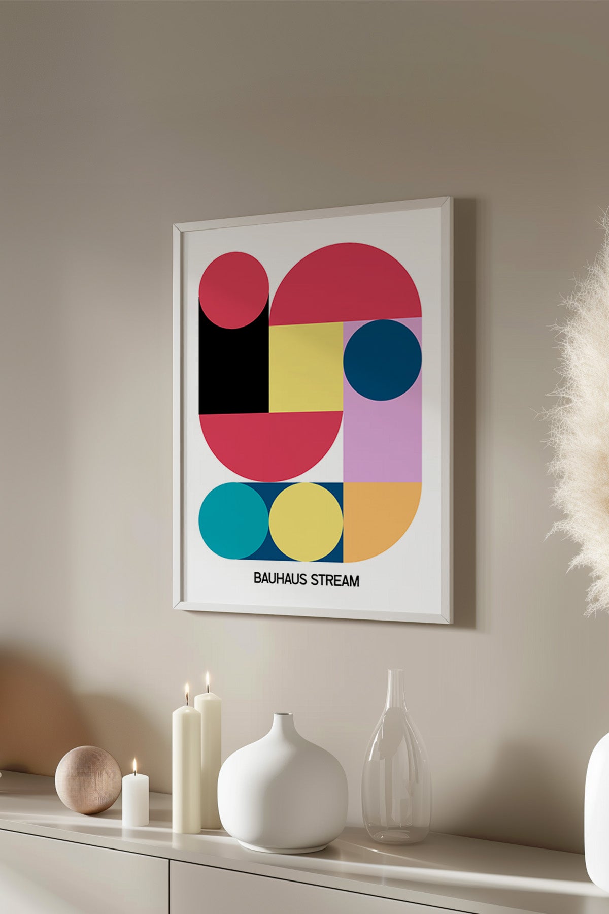 Bauhaus Serisi Beyaz Çerçeveli Poster, Tablo No:122