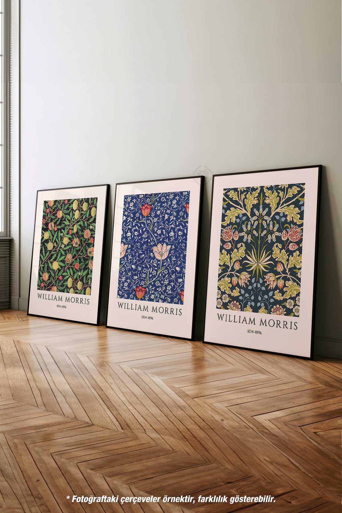 Morris 3'lü Siyah Çerçeveli Poster, Tablo Seti No:45