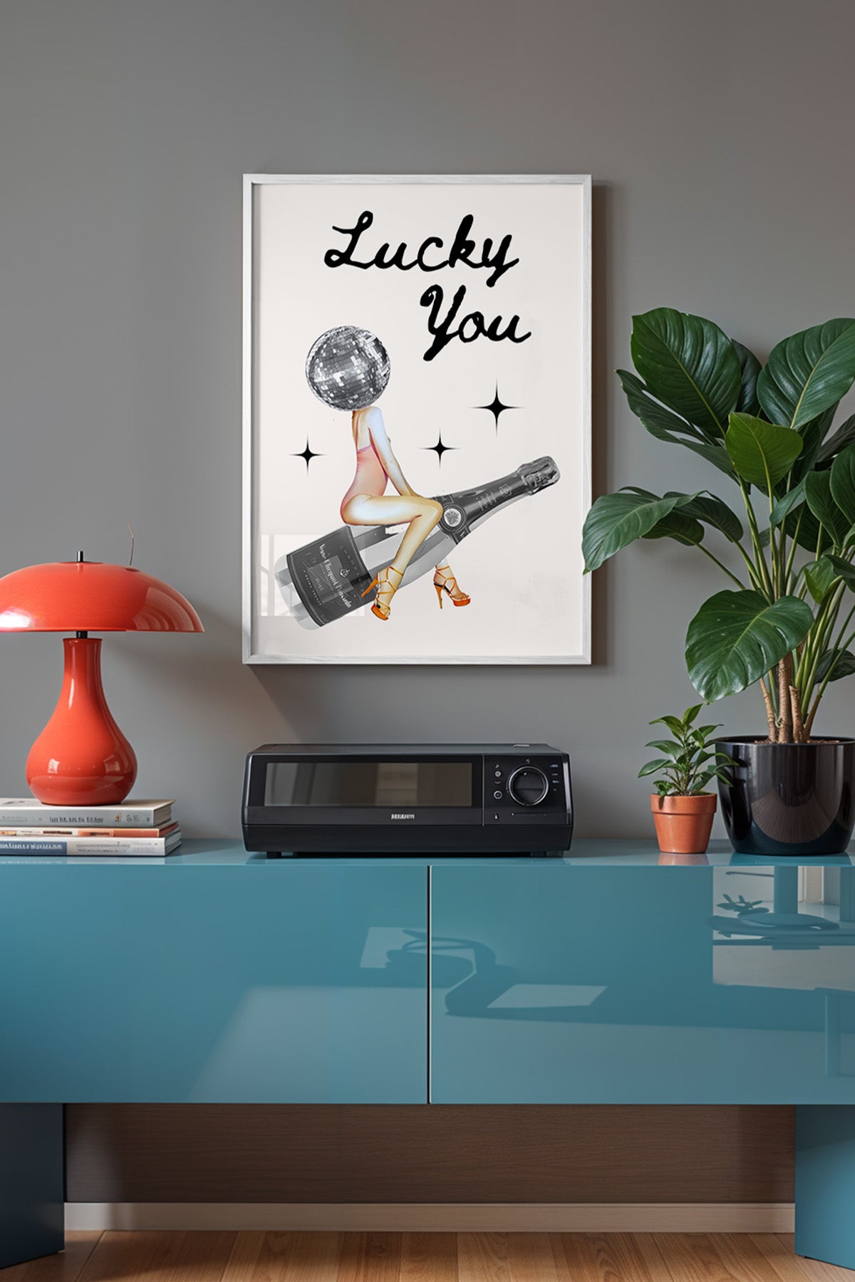 Lucky You Serisi Beyaz Çerçeveli Poster, Tablo Duvar Dekoru No:110