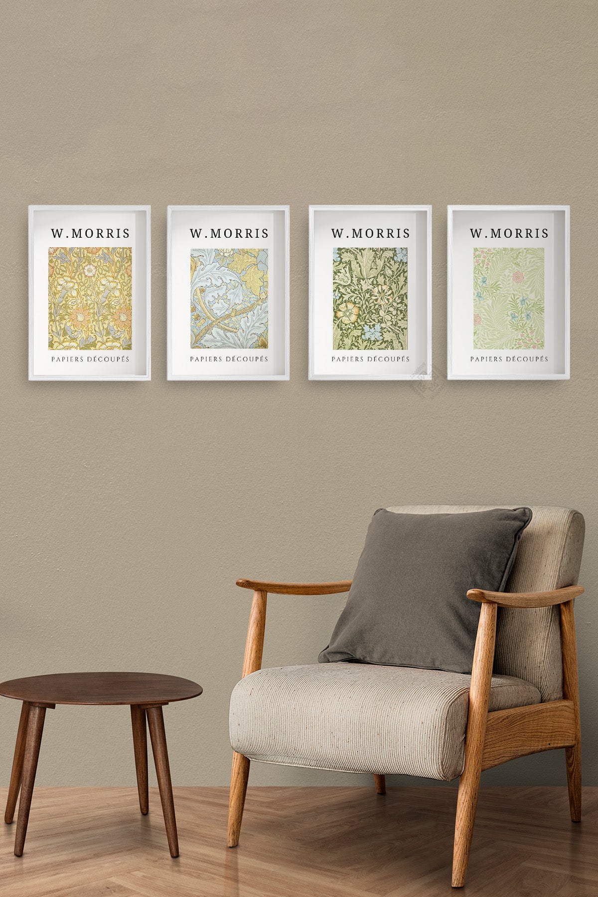 William Morris 4'lü Beyaz Çerçeveli Poster, Tablo Seti No:41
