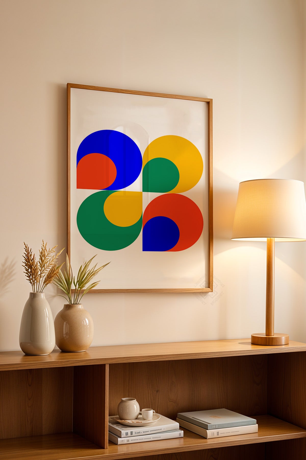 Bauhaus Serisi Ahşap Çerçeveli Poster, Tablo No:12