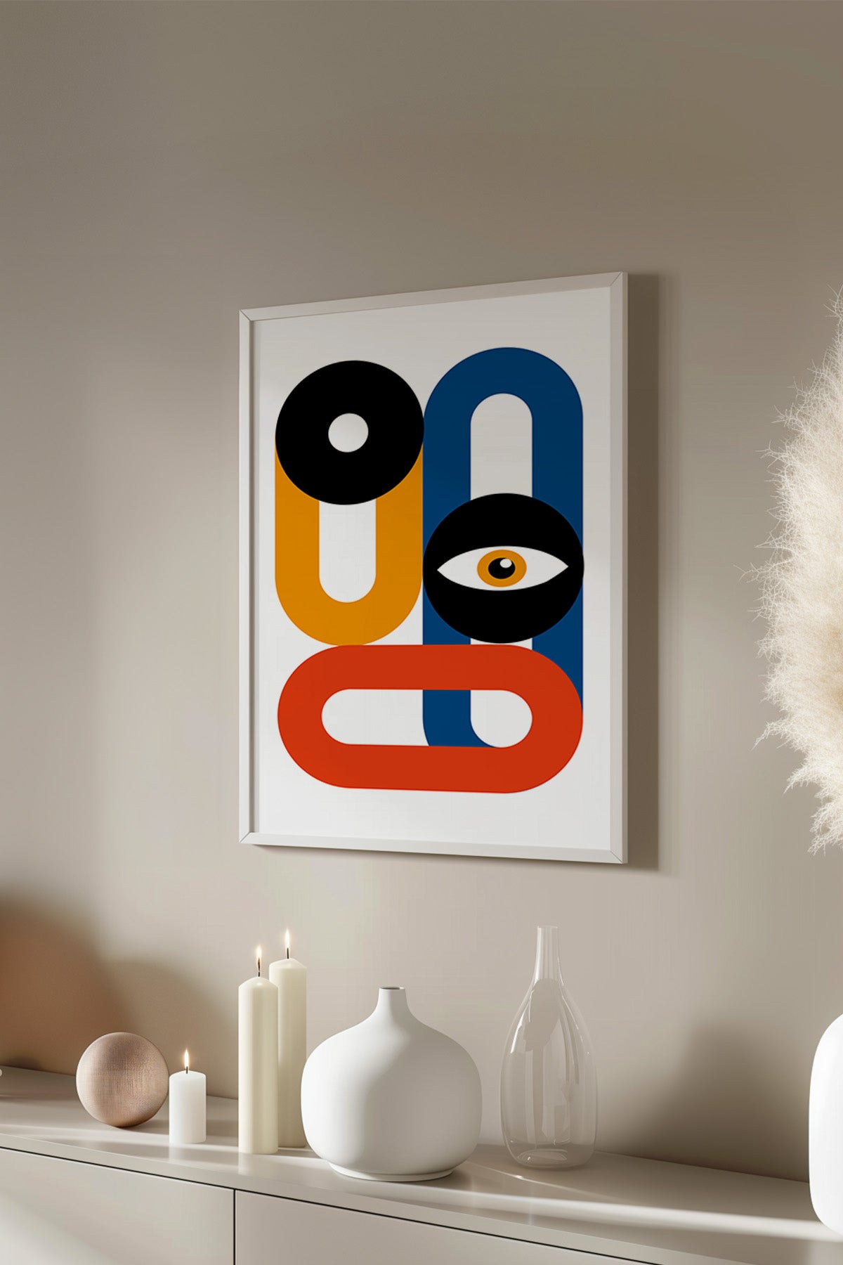 Bauhaus Serisi Beyaz Çerçeveli Poster, Tablo No:2