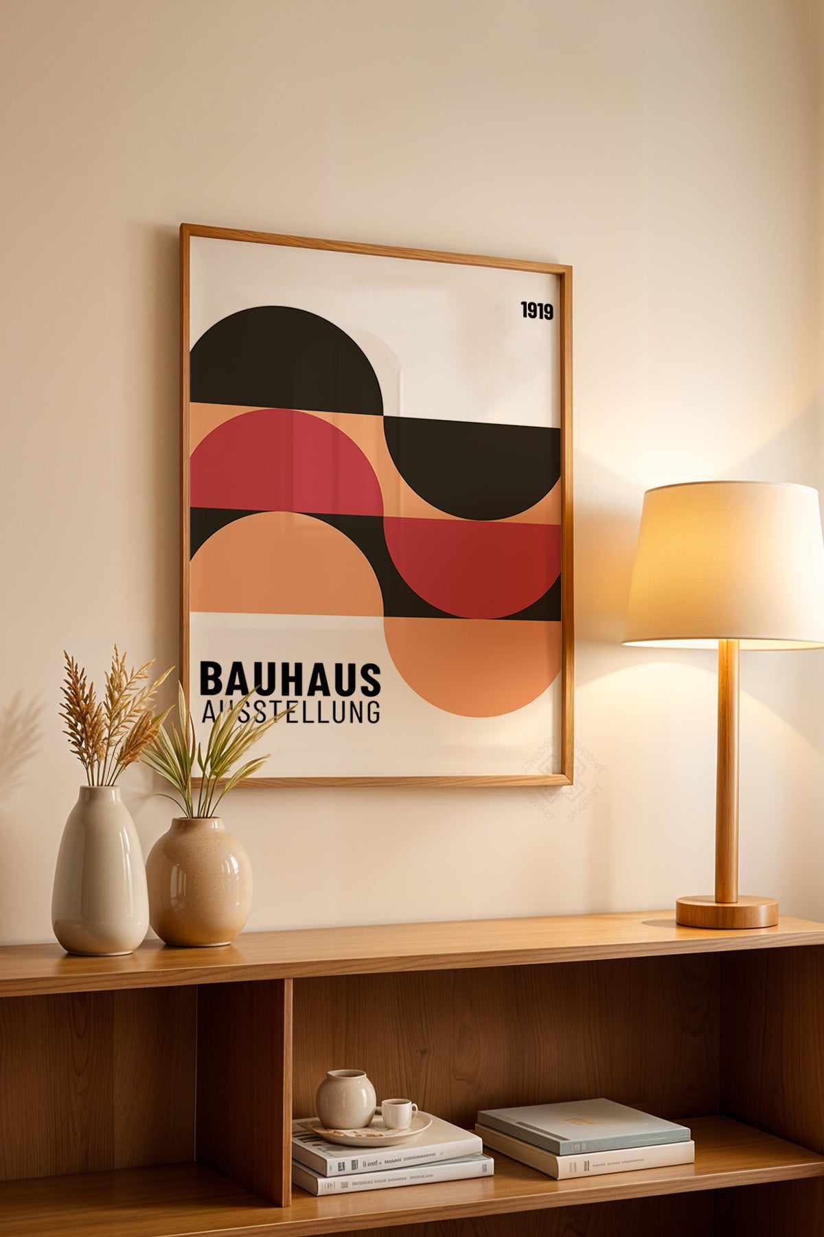 Bauhaus Serisi Ahşap Çerçeveli Poster, Tablo No:88