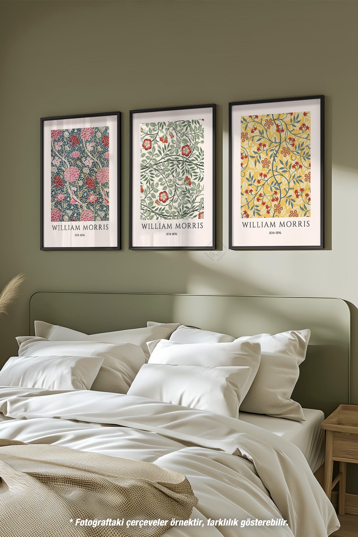 William Morris 3'lü Siyah Çerçeveli Poster, Tablo Seti No:47