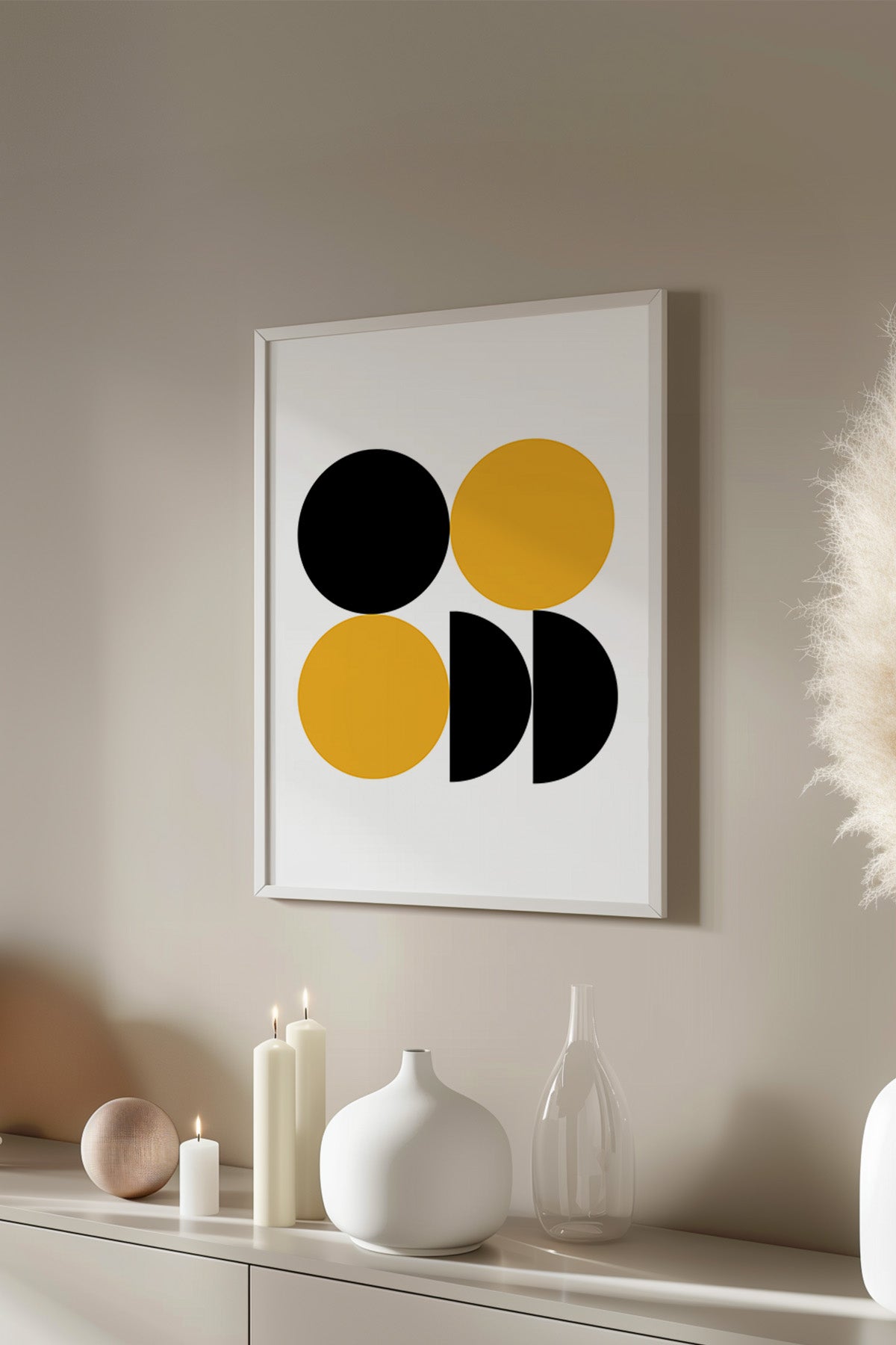 Bauhaus Serisi Beyaz Çerçeveli Poster, Tablo No:102