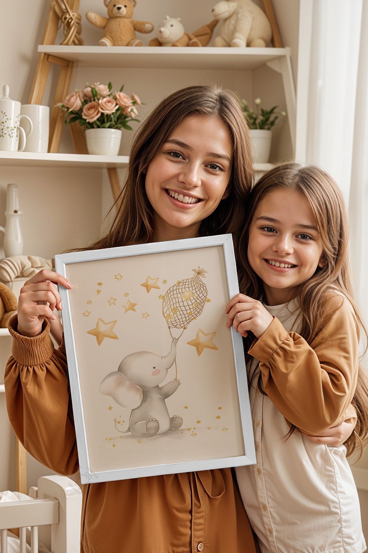 Çocuk Odası, Bebek Odası Beyaz Çerçeveli Poster, Tablo No:94