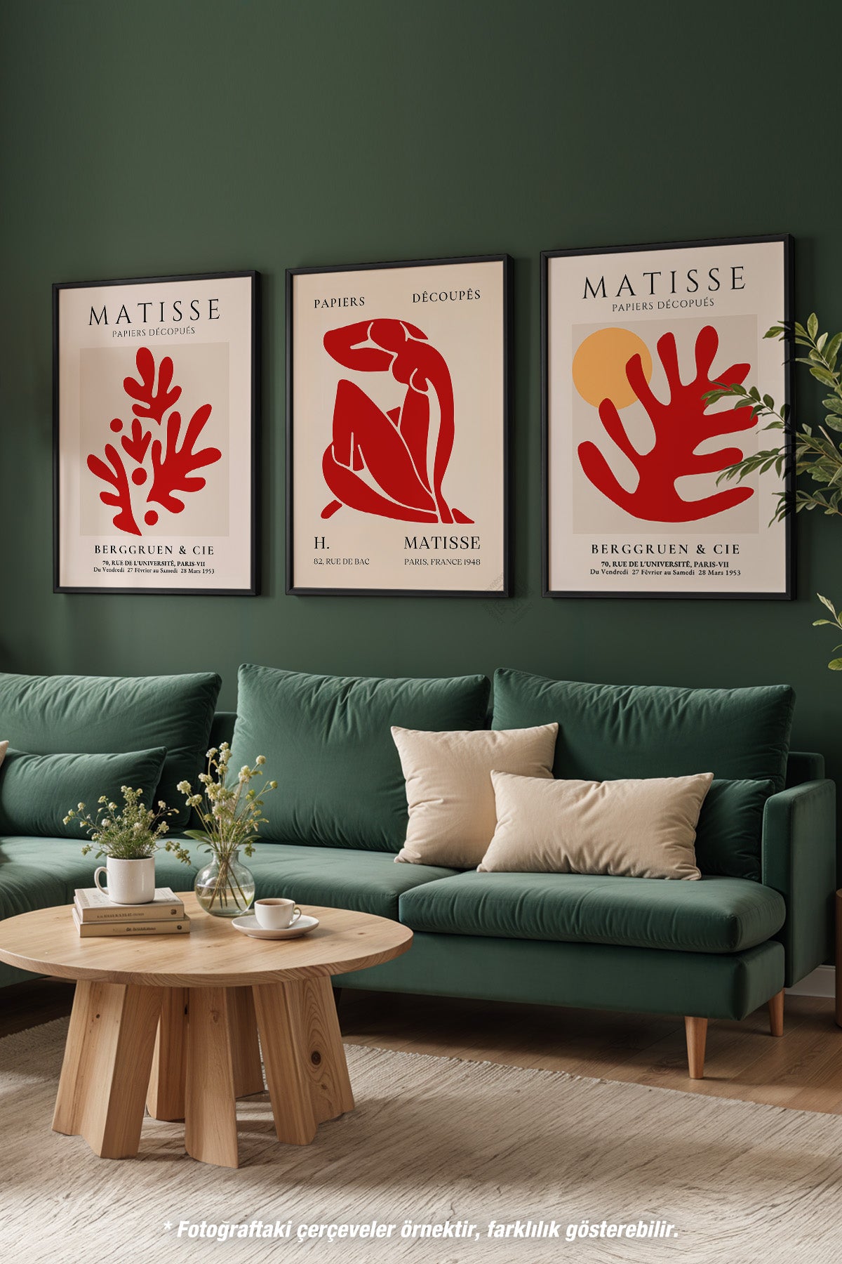 Matisse Vintage 3'lü Siyah Çerçeveli Poster, Tablo Seti No:22