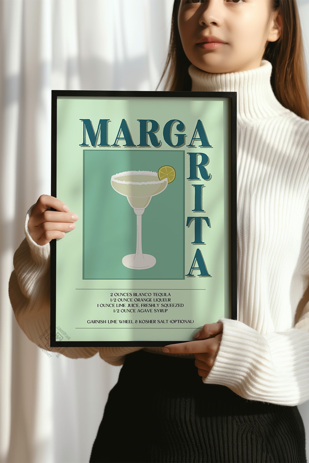 Kokteyl Serisi Siyah Çerçeveli Poster, Tablo, Cafe, Restoran, Mutfak Duvar Dekoru No:54