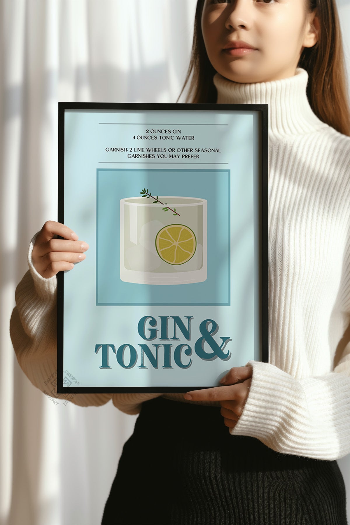 Kokteyl Serisi Siyah Çerçeveli Poster, Tablo, Cafe, Restoran, Mutfak Duvar Dekoru No:52